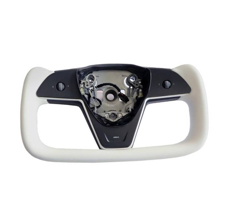 GYTTAK Sportlenkräder Kompatibel Mit Tesla Für Model Y 2020 2021 2022 Für Model 3 2018 2019 2020 2021 2022 2023 2024 Jochgriff Heizung Lenkrad Racing Customized(White) von GYTTAK