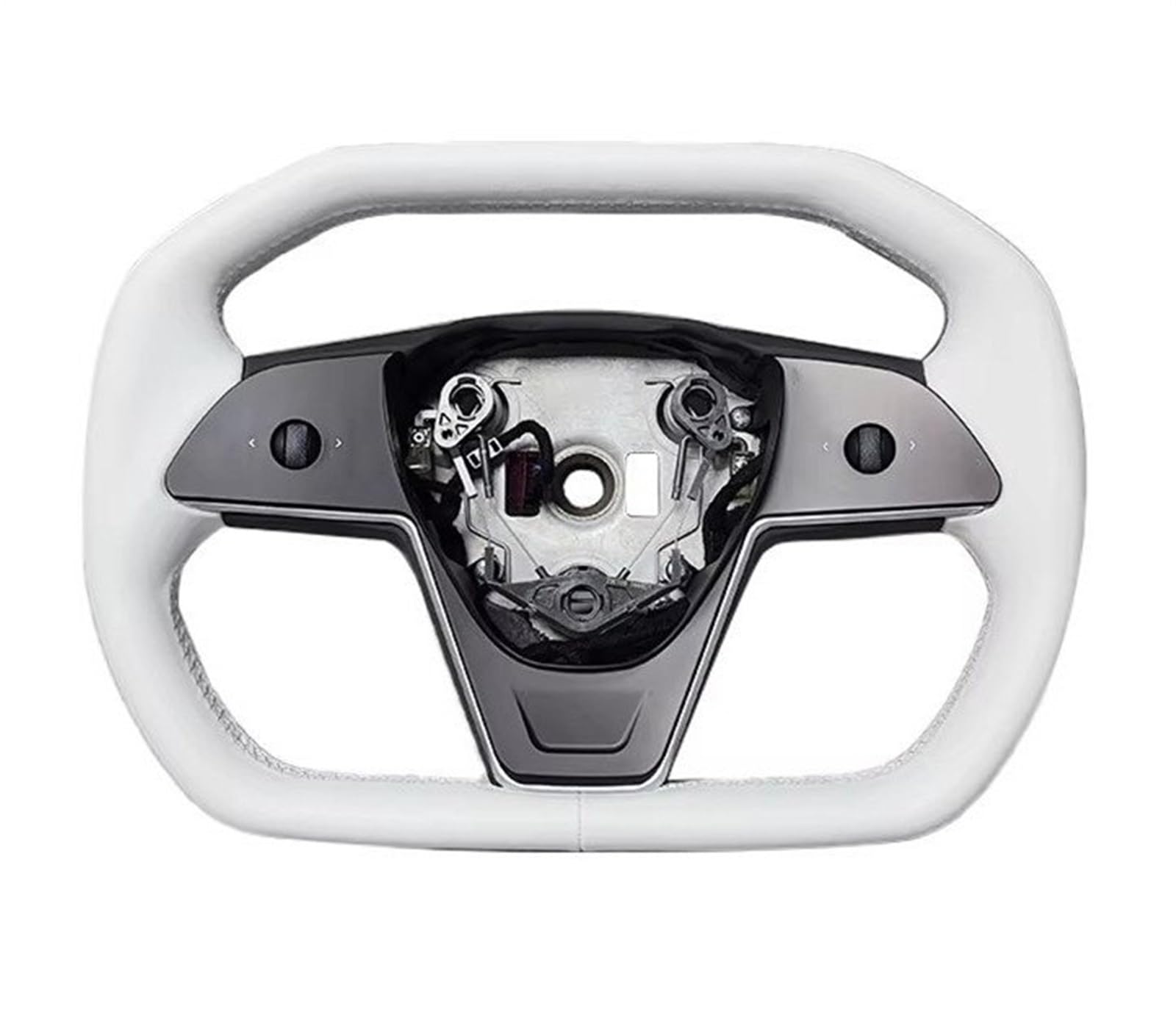GYTTAK Sportlenkräder Kompatibel Mit Tesla Für Model Y 2020 2021 2022 Für Model 3 2018 2019 2020 2021 2022 2023 2024 Jochlenkrad Mit Heizung Autozubehör(White) von GYTTAK