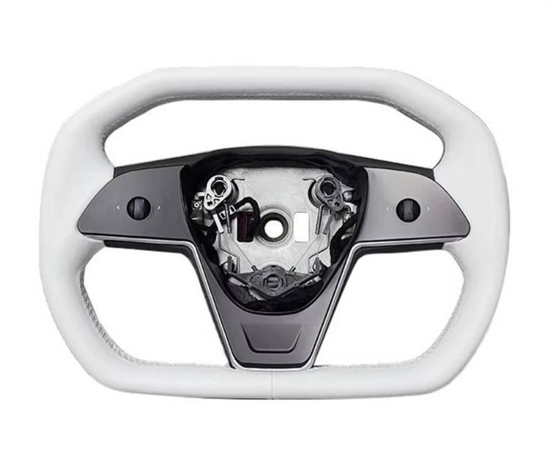 GYTTAK Sportlenkräder Kompatibel Mit Tesla Für Model Y 2020 2021 2022 Für Model 3 2018 2019 2020 2021 2022 2023 2024 Jochlenkrad Mit Heizung Autozubehör(White) von GYTTAK