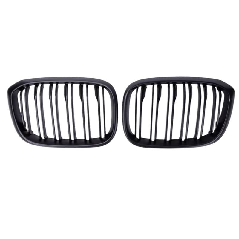 NierenGrill Kompatibel Mit Für X3 G01 G08 X4 G02 2018 2019 2020 2021 Auto-Front-Nieren-Stoßstangengrill, Glänzend Schwarz, Renngrills, Ersatz-Auto-Styling(Matte Black,2 Slat) von GYTTAK