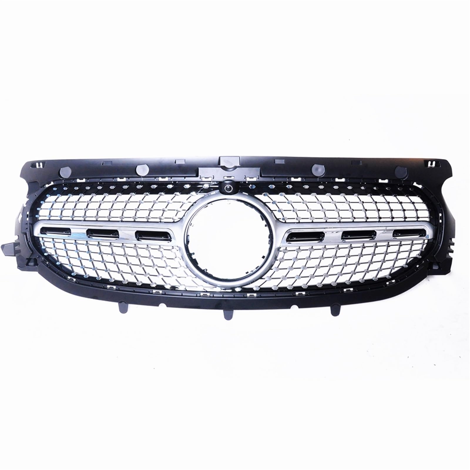 NierenGrill Kompatibel Mit Mercedes Für Benz Für GLA250 H247 GLA45 GLA35 GLA-Klasse 2020 2021 Lüftungsgitter, Auto-Oberstoßstangenhaube, Netz-Kühler-Frontgrill(Silver) von GYTTAK