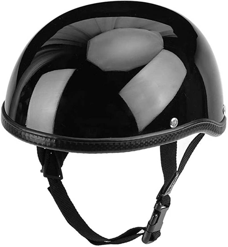 Ultradünne Helme Mit Totenkopfkappe, Low-Profile-Mütze, Deutscher Motorrad-Halbhelm, DOT-Zertifiziert, Halbschale Für Erwachsene, Männer Und Frauen, Neuheit, Kleiner Helm Für Chopper B,S:54-56cm von GZEZHA