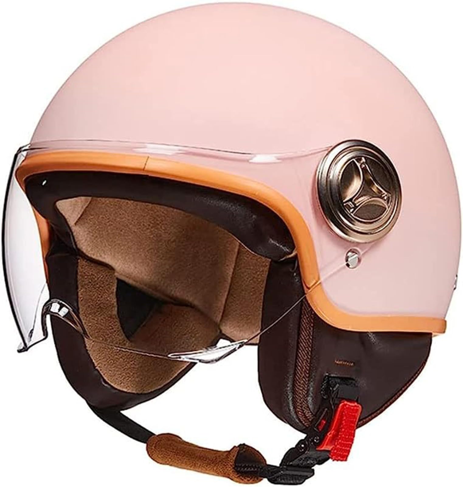 Vespa 3/4 Halber Motorradhelm, Retro-Motorradhelm, ECE-Zugelassener Retro-Jet-Helm Für Damen Und Herren, Moped, Motorrad, Helikopter A,54-61CM von GZEZHA