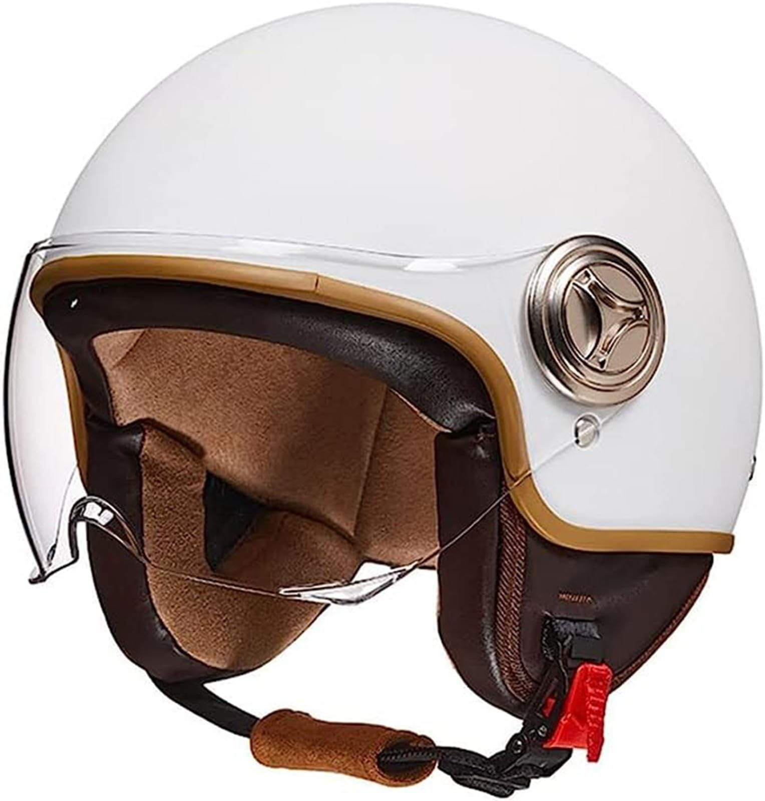 Vespa 3/4 Halber Motorradhelm, Retro-Motorradhelm, ECE-Zugelassener Retro-Jet-Helm Für Damen Und Herren, Moped, Motorrad, Helikopter C,54-61CM von GZEZHA