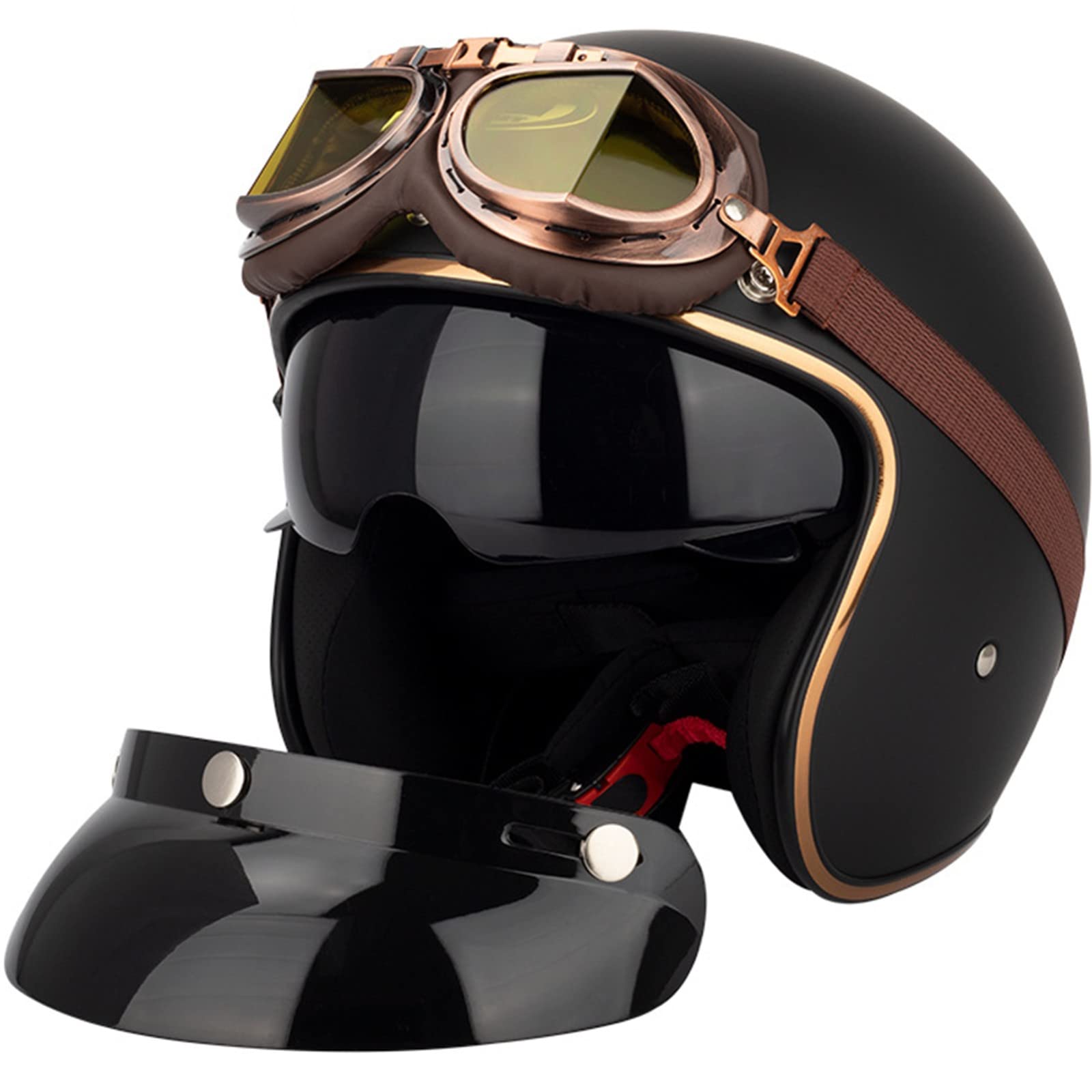 Vintage-Motorradhelm Mit Offenem Gesicht, 3/4 Retro-Klassischer Moped-Helm, DOT-Zugelassener Retro-Motorrad-Jet-Helm Für Erwachsene, Halbes Gesicht, Vintage-Motorradhelme J,M=57-58cm Vintage-Motorradhelm Mit Offenem Gesicht, 3/4 Retro-Klassischer Moped-Helm, DOT-Zugelassener Retro-Motorrad-Jet-Helm Für Erwachsene, Halbes Gesicht, Vintage-Motorradhelme J,M=57-58cm von GZEZHA