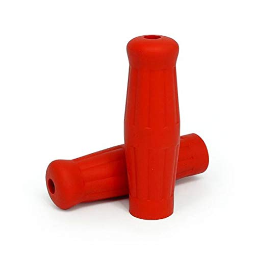 Griffe Vintage Style Rosse Red Gummi 7/8 Zoll 22 mm Universal Motorrad Lenkergriffe Zubehör Harley Custom Bobber Chopper von GZM