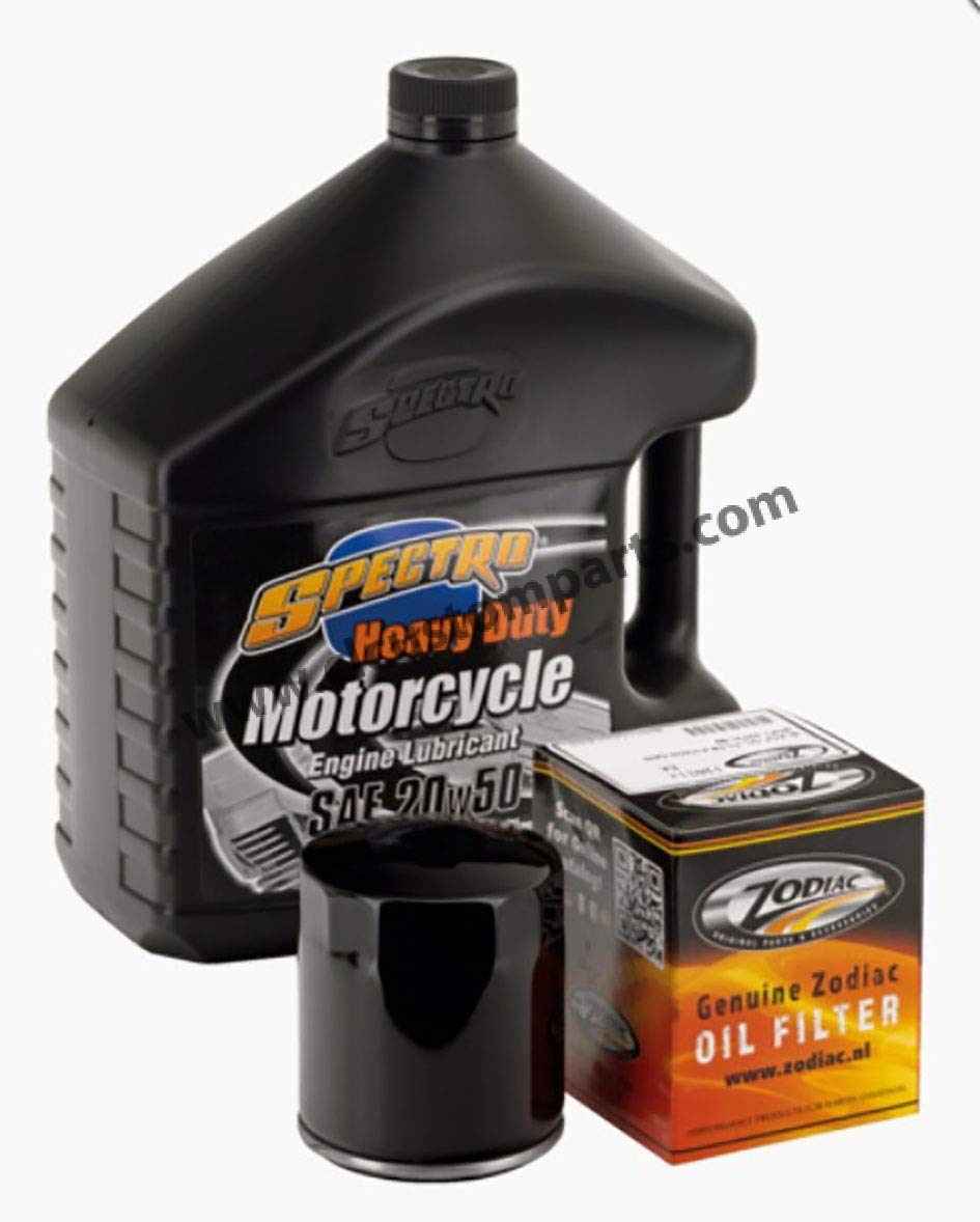 Wartungsset Spectro Motoröl 20W-50 + Ölfilter schwarz für Harley Dyna Softail Touring V-Rod von 1999 bis 2017 von GZM