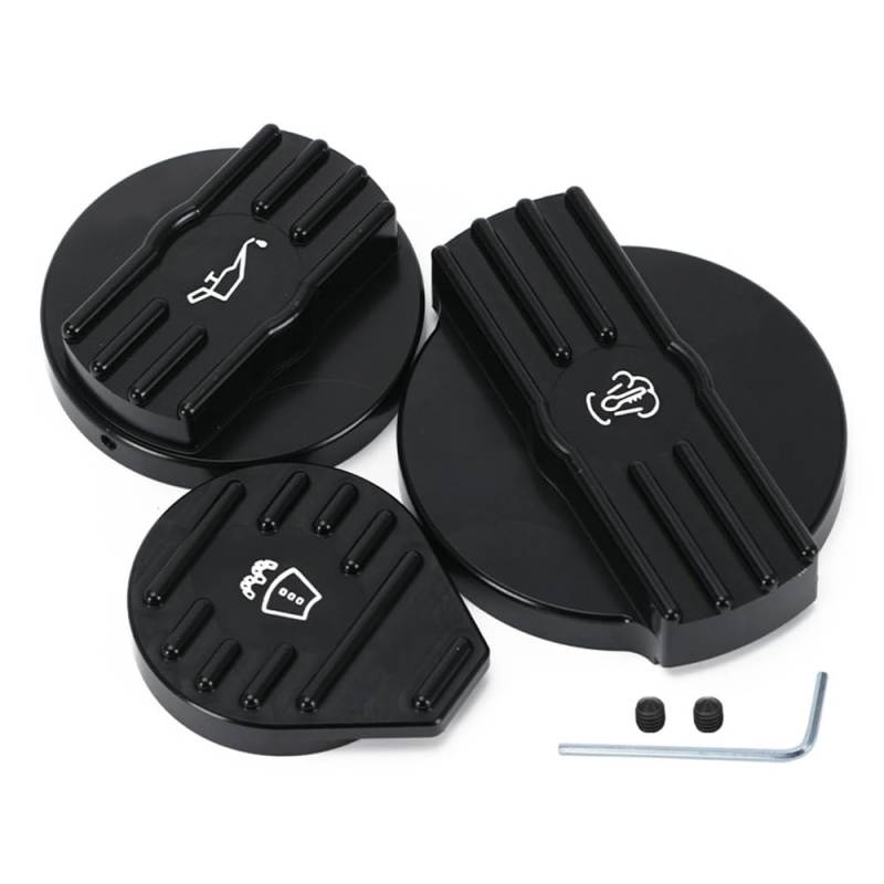 Engine Cap Set, Aluminum Tank Oil Coolant Caps, 2.0T Compatible, Black, 3-Piece von GZPARTB