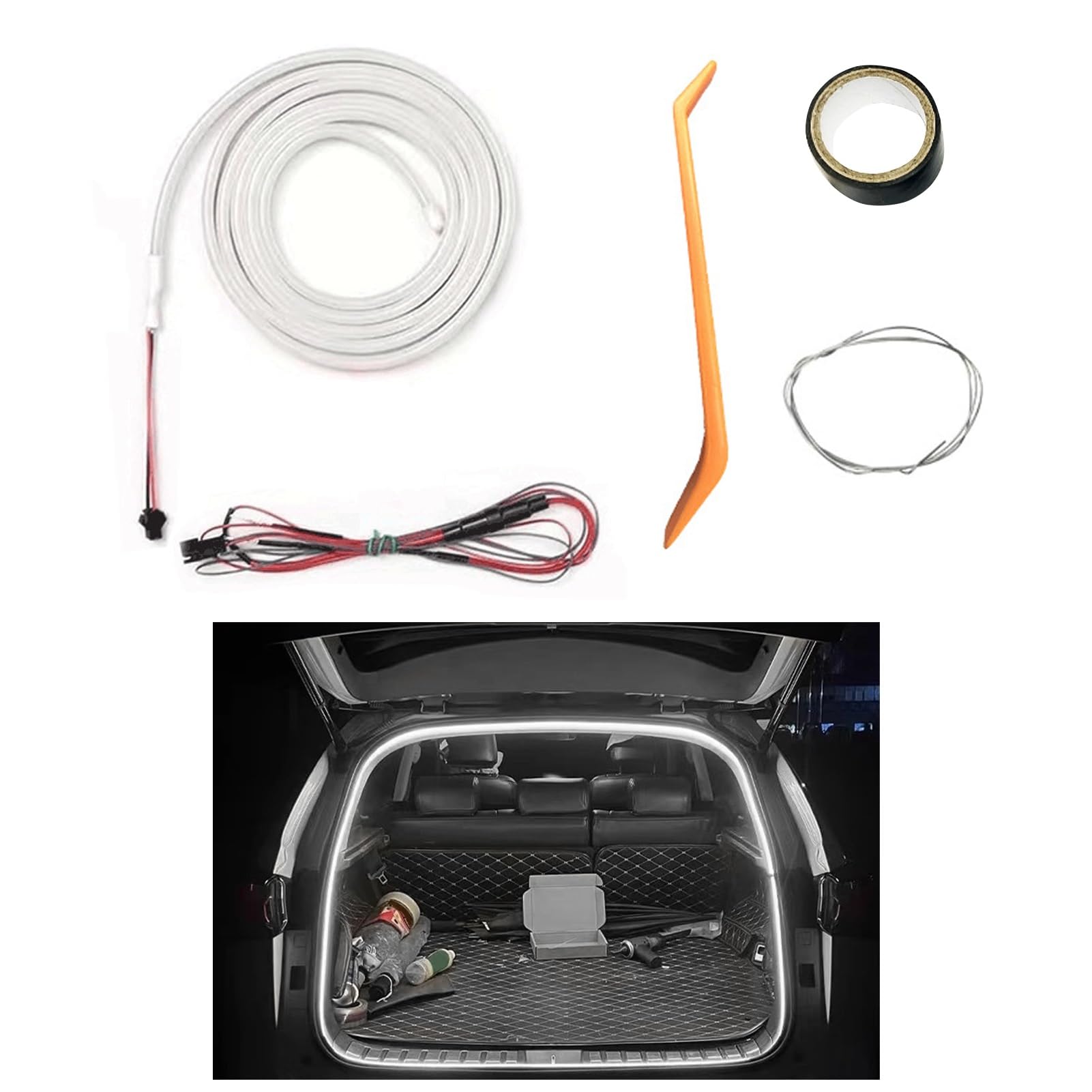 Dynamic Flowing Car Trunk Light Strip,Automatischer Sensor Tail Box Light Strip, Kofferraum Lichtstreifen, Kofferraum LED Streifen für Auto Kofferraum Innenbeleuchtung Dekoration (A-4M) von GZWY