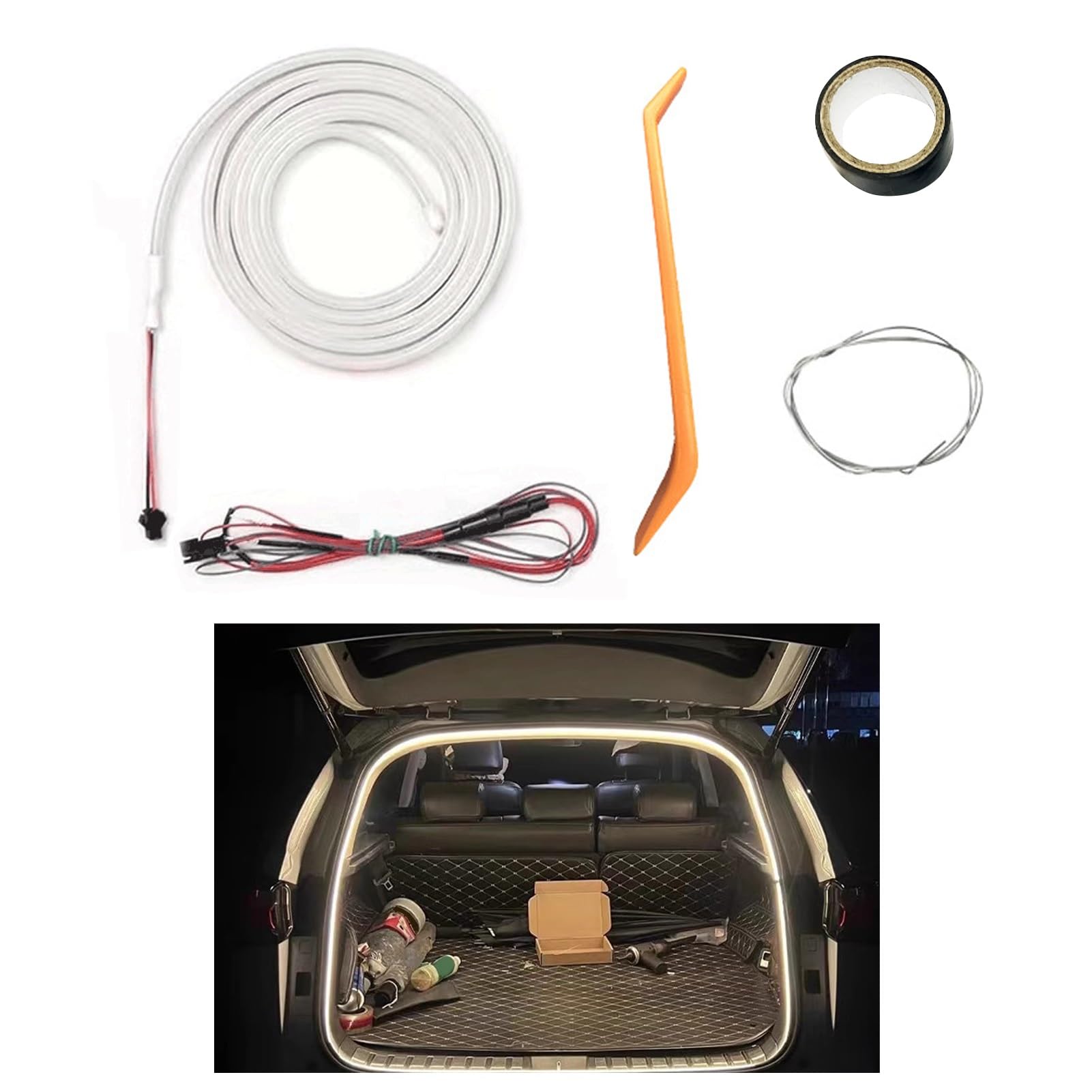 Dynamic Flowing Car Trunk Light Strip,Automatischer Sensor Tail Box Light Strip, Kofferraum Lichtstreifen, Kofferraum LED Streifen für Auto Kofferraum Innenbeleuchtung Dekoration (B-4M) von GZWY