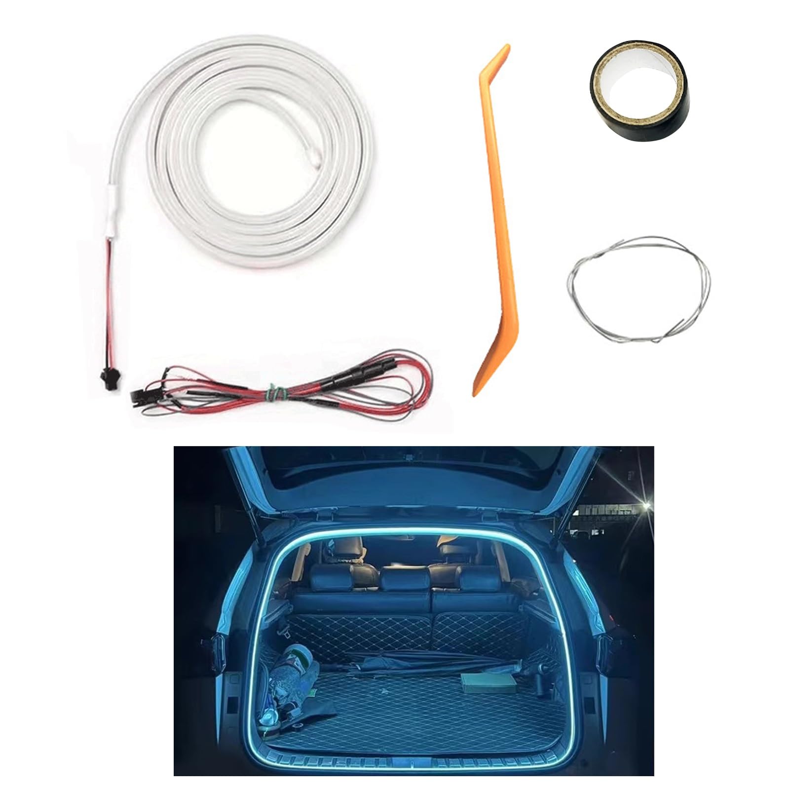 Dynamic Flowing Car Trunk Light Strip,Automatischer Sensor Tail Box Light Strip, Kofferraum Lichtstreifen, Kofferraum LED Streifen für Auto Kofferraum Innenbeleuchtung Dekoration (C-4M) von GZWY