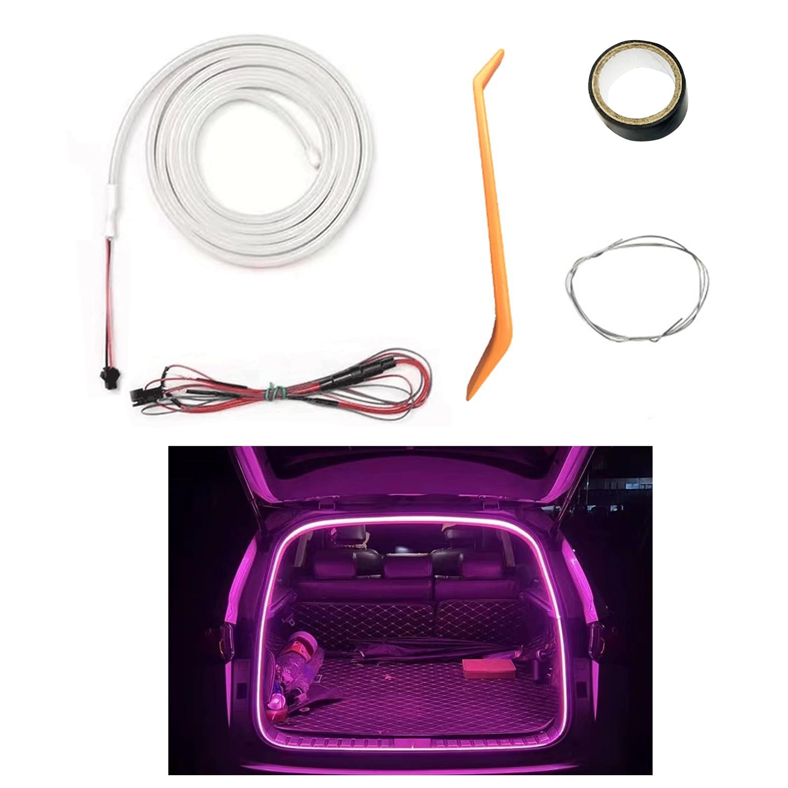 Dynamic Flowing Car Trunk Light Strip,Automatischer Sensor Tail Box Light Strip, Kofferraum Lichtstreifen, Kofferraum LED Streifen für Auto Kofferraum Innenbeleuchtung Dekoration (D-2M) von GZWY