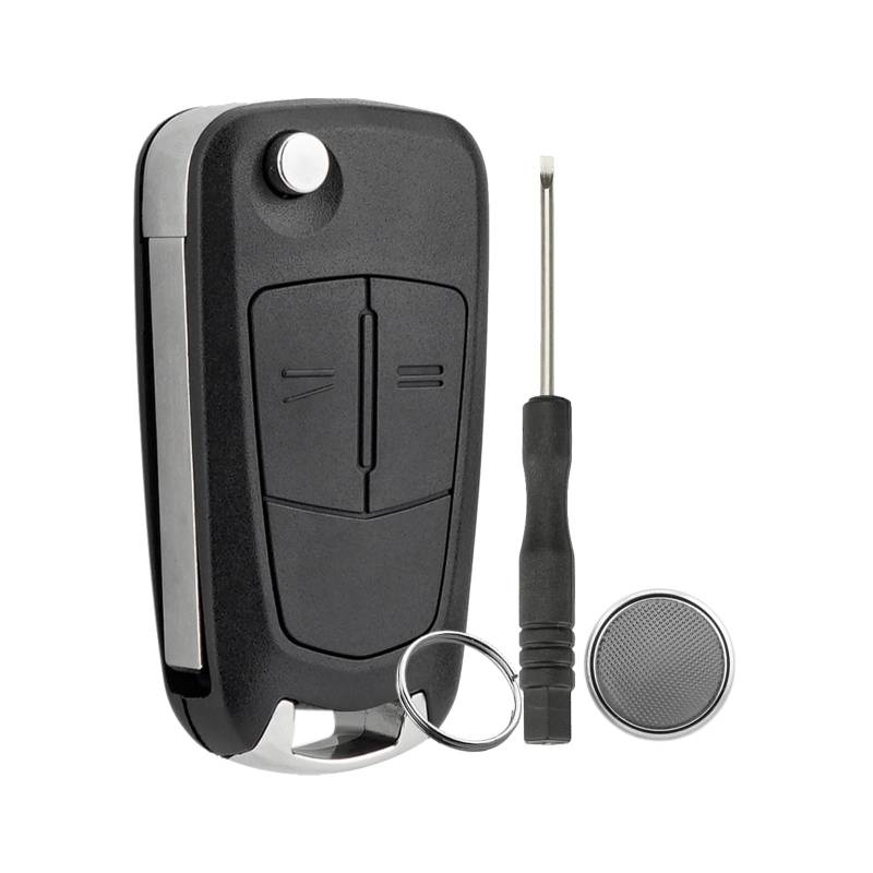 2 Tasten Schlüsselgehäuse kompatibel für Opel Corsa D Klappschlüsselgehäuse mit Schraubendreher und Schlüsselring CR2032 Batterie von GZXNKEY