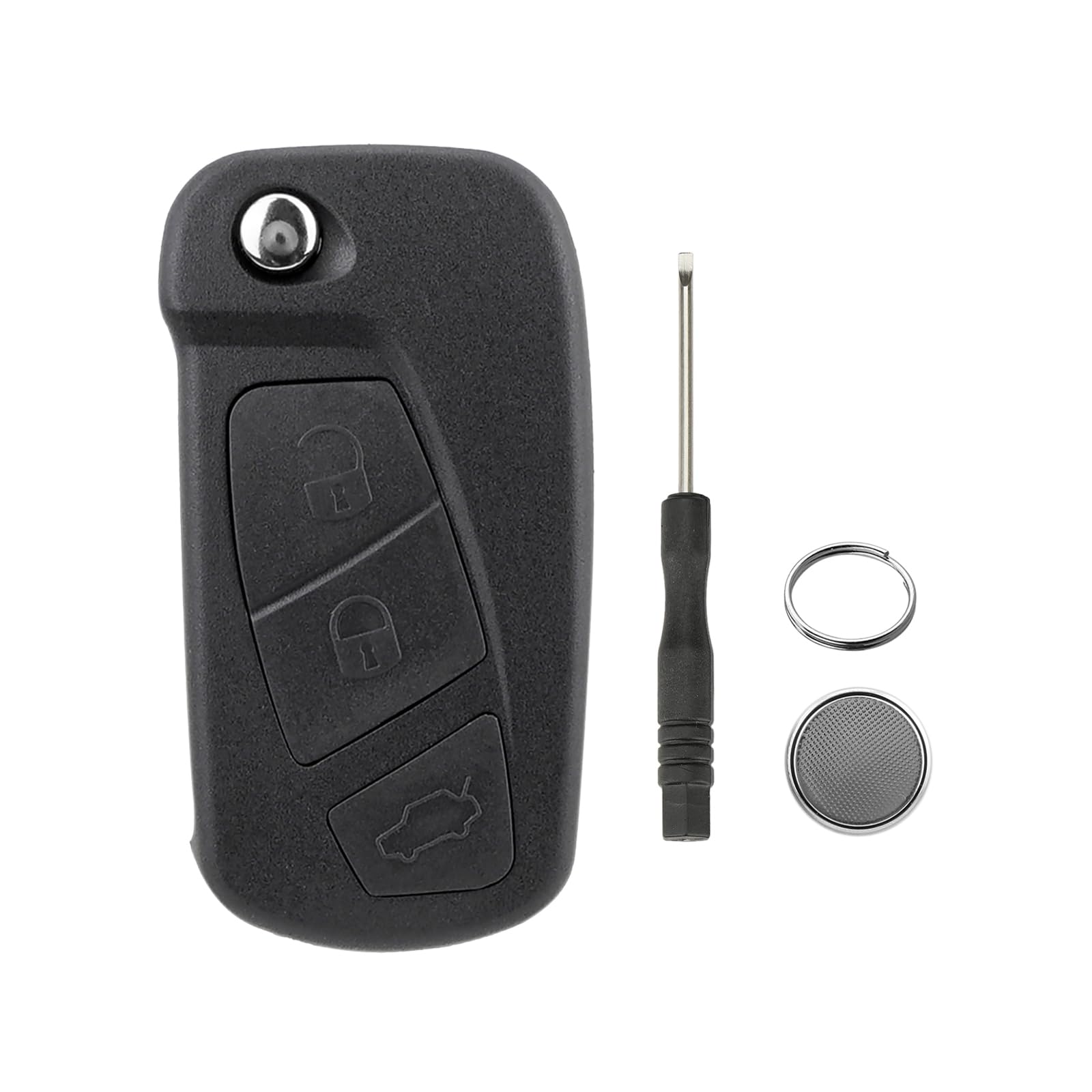 3-Knopf Auto Key Fob Case Replacement für Ford 2008-2016 KA MK2 Fernbedienung Shell mit Uncut Blade und Schlüsselring und eine Klinge Schraubendreher CR2032Batterie von GZXNKEY