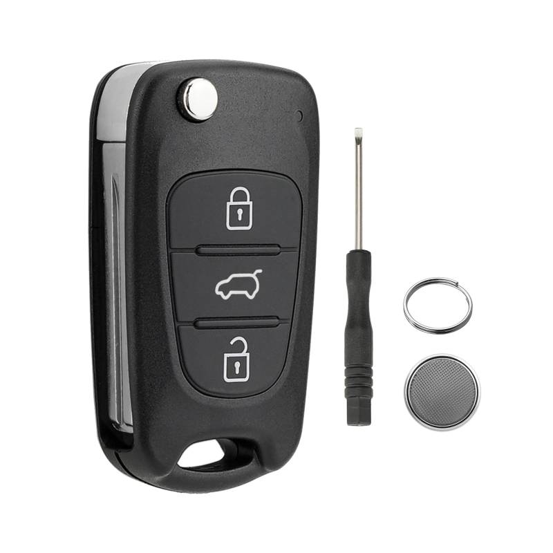 3-Knopf Autoschlüssel Gehäuse Schlüssel für Hyundai-Klappschlüsselgehäuse für Hyundai i10 i20 i30 ix20 ix35 mit Schraubendreher und Schlüsselring CR2032 Batterie Ältere Modelle von GZXNKEY