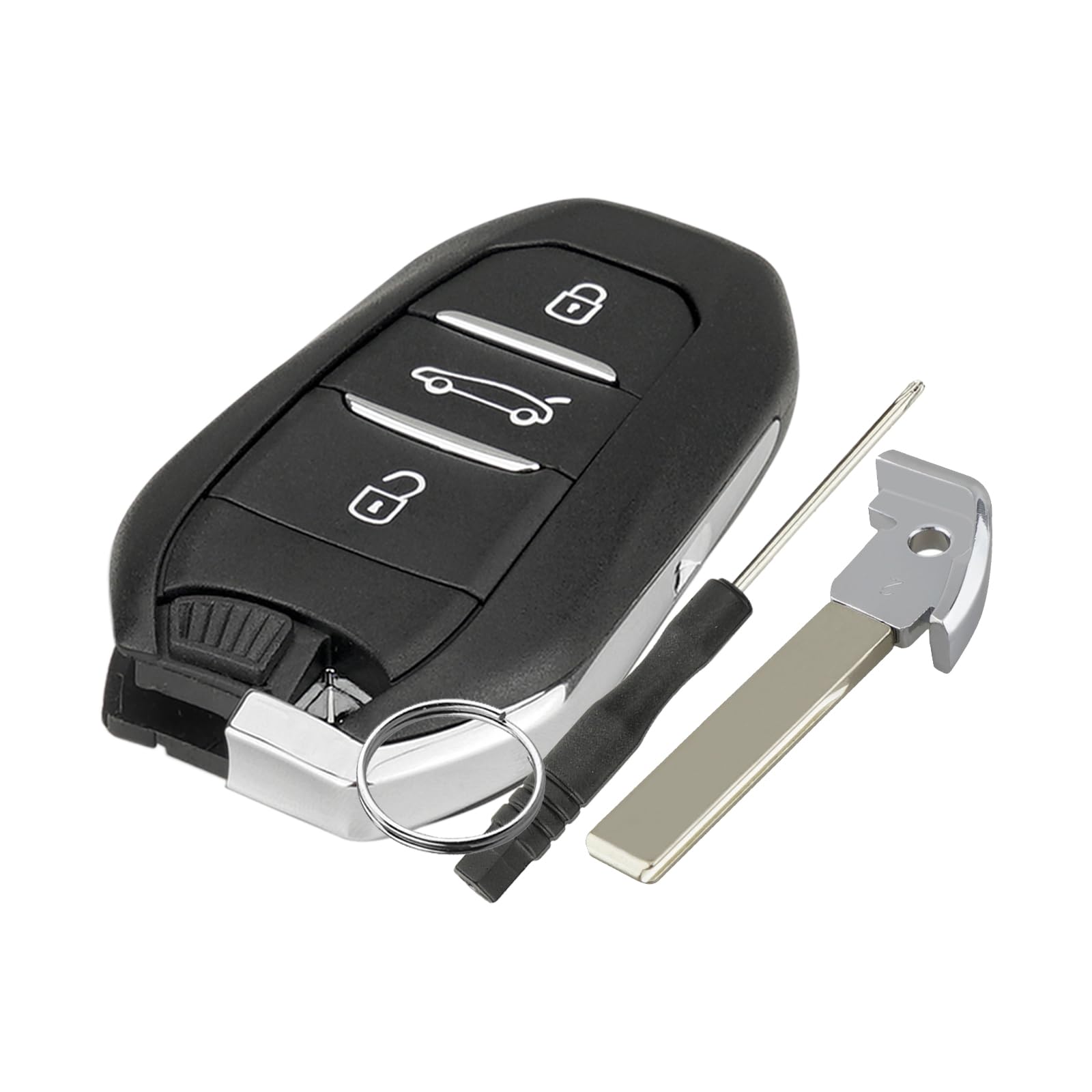 3-Knopf- Autoschlüssel für Peugeot Citroen C4 Picasso DS4 DS5 2010 2011Smart Key Case mit Schraubendreher Schlüsselring (HU83 Klinge) von GZXNKEY