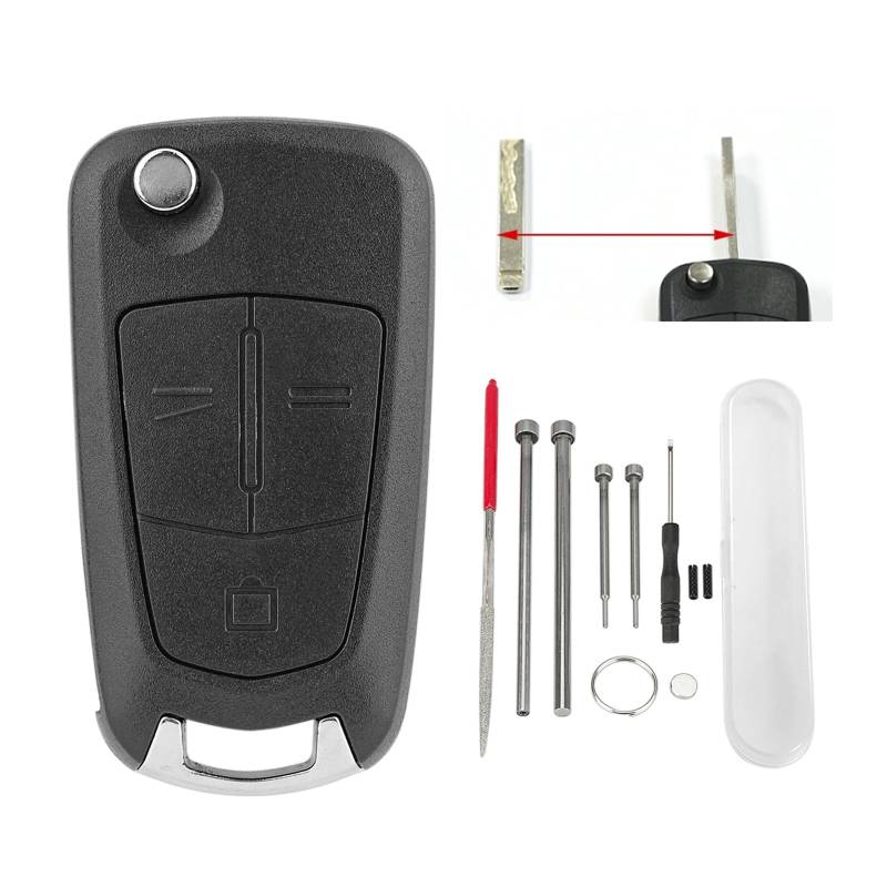 GZXNKEY 3-Knopf-Flip-Schlüsselgehäuse mit Feile mit Pin-Entfernungswerkzeug Nadelfeile für Opel Astra Vectra Zafira Antara Tigra B Vauxhall Corsa Meriva Insignia Signum D Klappschlüsselgehäuse von GZXNKEY