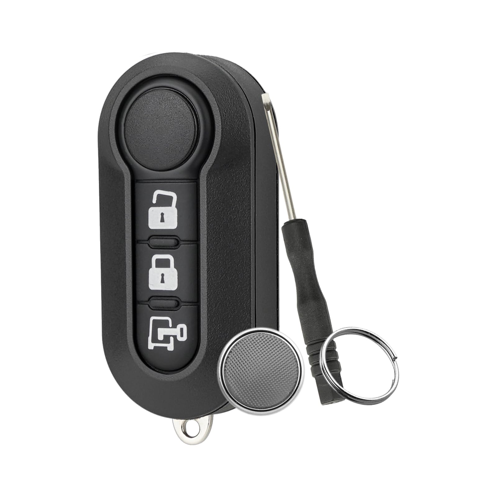 3-Knopf Remote Key Fall Shell Abdeckung für FIAT Grande Punto, Evo, Lancia Y, Delta Musa Schlüsselgehäuse mit Schraubendreher Schlüsselring mit CR2032 Batteri（Weißes drucken-Knopf） von GZXNKEY