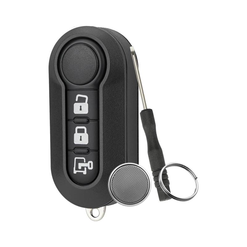 3-Knopf Remote Key Fall Shell Abdeckung für FIAT Grande Punto, Evo, Lancia Y, Delta Musa Schlüsselgehäuse mit Schraubendreher Schlüsselring mit CR2032 Batteri（Weißes drucken-Knopf） von GZXNKEY
