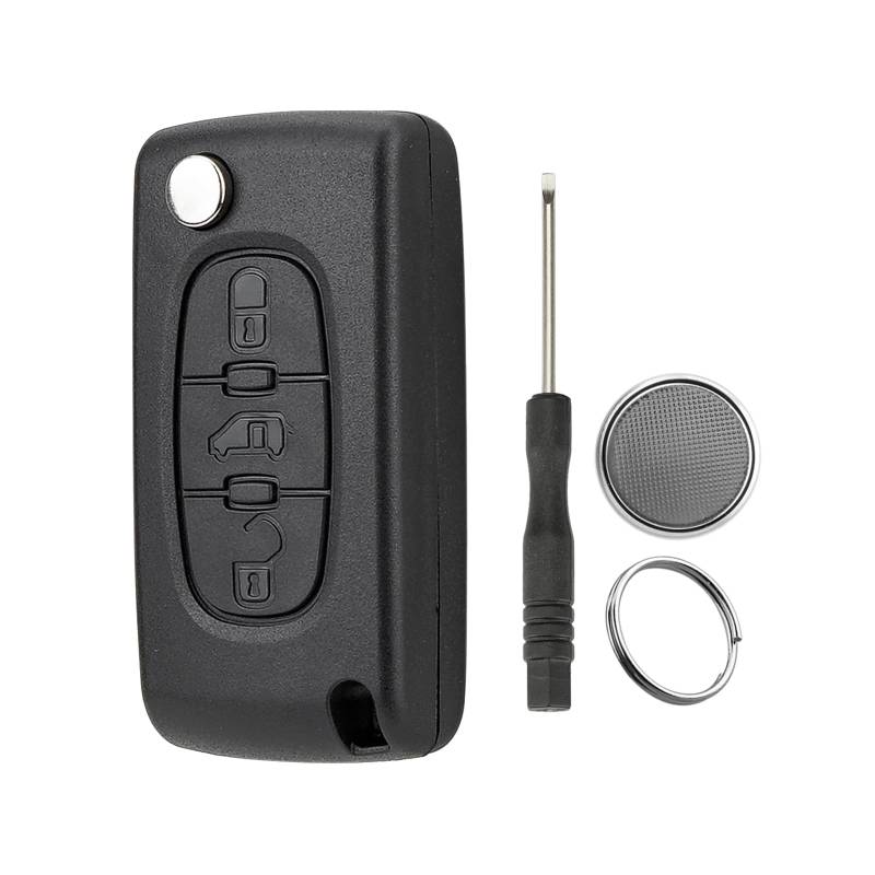 GZXNKEY 3-Knopf-Schlüsselanhängerschale Ersatz Passend für Peugeot 207 208 307 407 Expert Partner Citroen C4 C5 C6 C8 Ds3 Ds4 Citroen Berlingo Van CE0523 HU83 Blade und CR1620Batterie von GZXNKEY