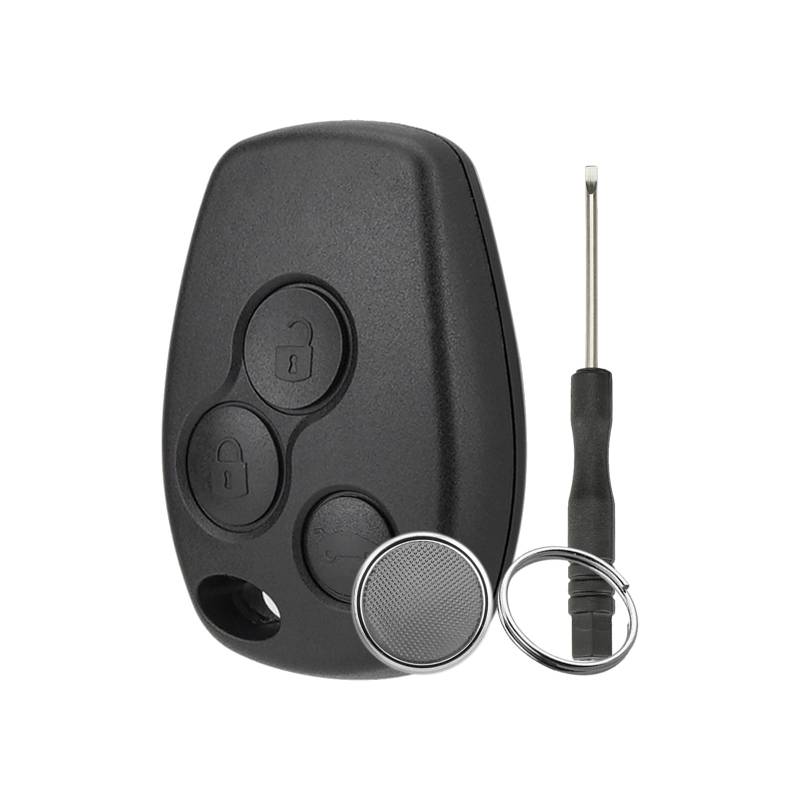 3-Knopf Schlüsselgehäuse für Renault Twingo Master Modus Kangoo Clio HU307 Klinge Steckschlüsselgehäuse mit Schraubendreher und Schlüsselring mit CR2016 Batterie (ohne Klinge von GZXNKEY