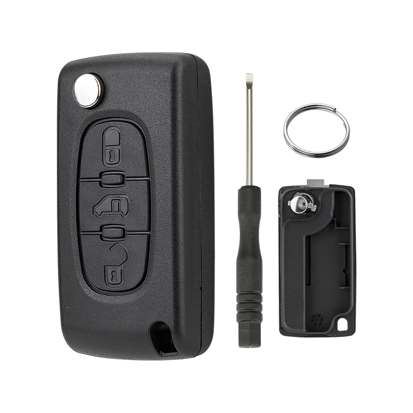 3 Tasten Auto Fernbedienungs Schlüsseletui für Peugeot Citroen Klappschlüssel-Etui mit Schraubendreher und Schlüsselring MPV-Muster VA2 Klingen CE0523 von GZXNKEY
