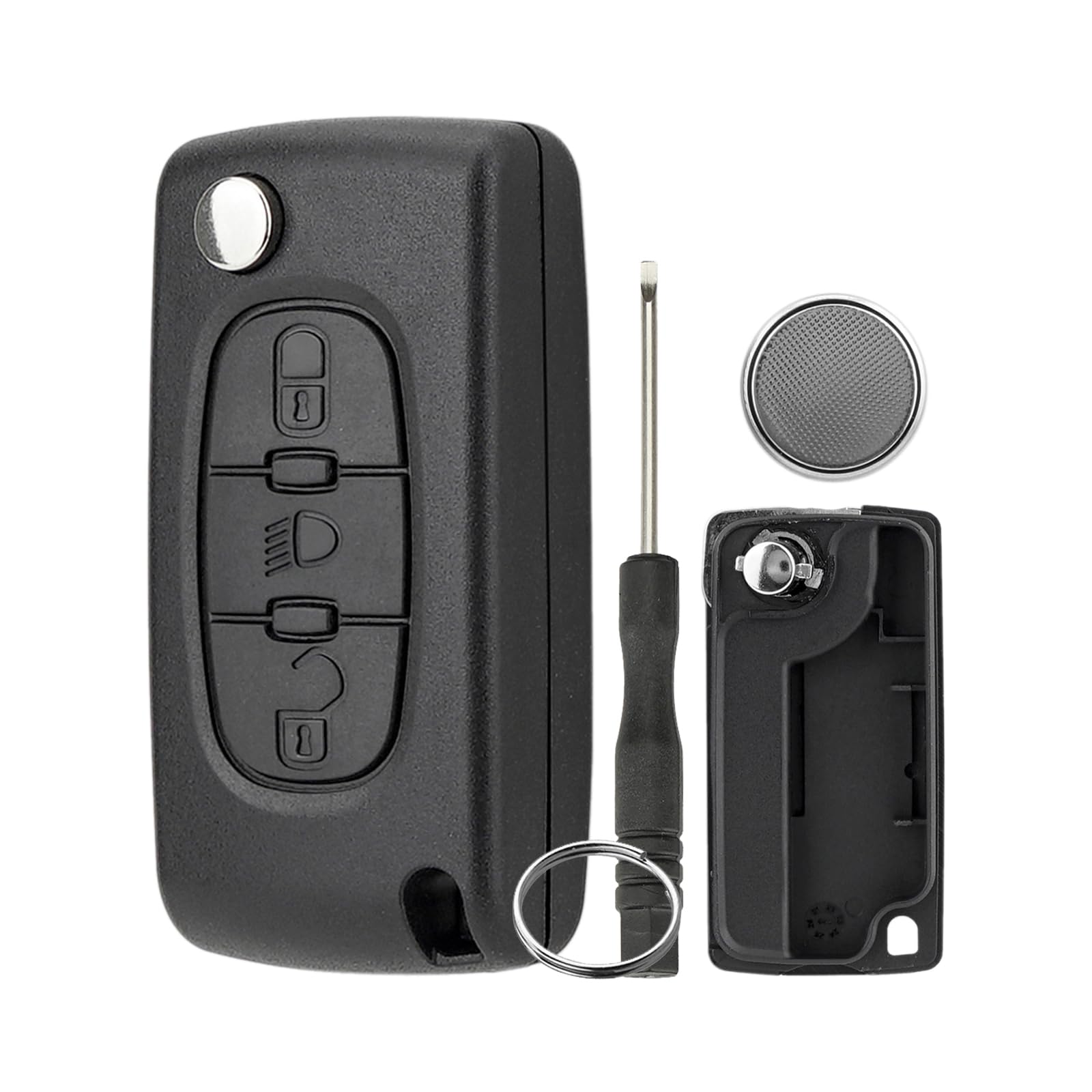3 Tasten Auto Klapp Schlüssel Gehäuse für Peugeot 206 CC 207 Van 307 308 407 SW mit Schraubendreher und Schlüsselring mit CR1620 Batterie HU83 Klingen CE0523 Lights Pushbutton 3 Tasten Auto Klapp Schlüssel Gehäuse für Peugeot 206 CC 207 Van 307 308 407 SW mit Schraubendreher und Schlüsselring mit CR1620 Batterie HU83 Klingen CE0523 Lights Pushbutton von GZXNKEY