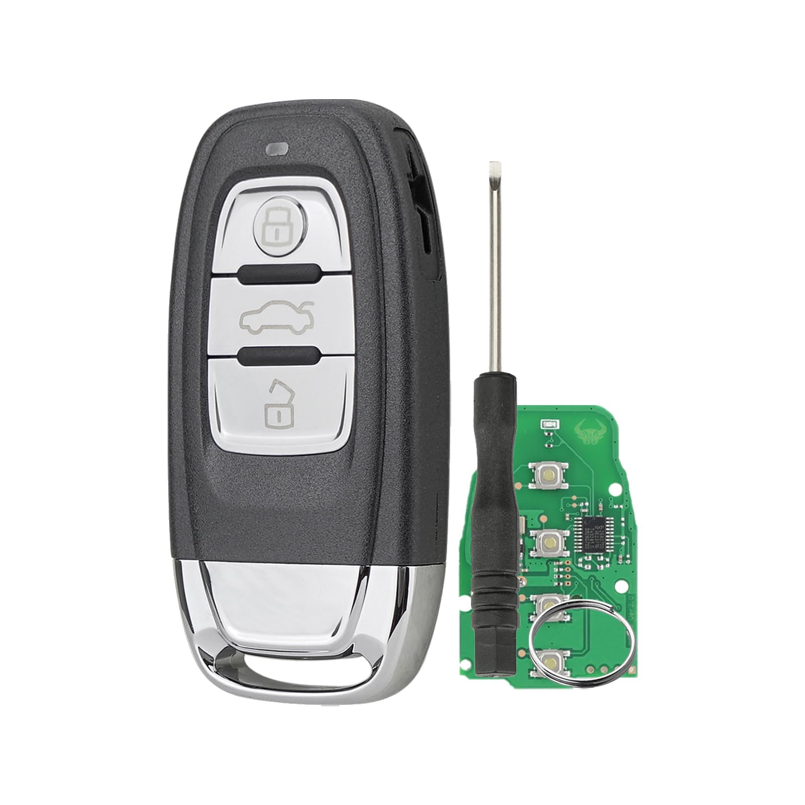 3-Tasten Autoschlüssel für Audi Fernbedienung für Audi A4l A3 A4 A5 A6 A8 Quattro Q5 Q7 A6 A8 A4 A5 semi-intelligenter Schlüssel 868MHZ mit PCF7945AC/ID46 Chip mit Schraubendreher Schlüsselring 3-Tasten Autoschlüssel für Audi Fernbedienung für Audi A4l A3 A4 A5 A6 A8 Quattro Q5 Q7 A6 A8 A4 A5 semi-intelligenter Schlüssel 868MHZ mit PCF7945AC/ID46 Chip mit Schraubendreher Schlüsselring von GZXNKEY