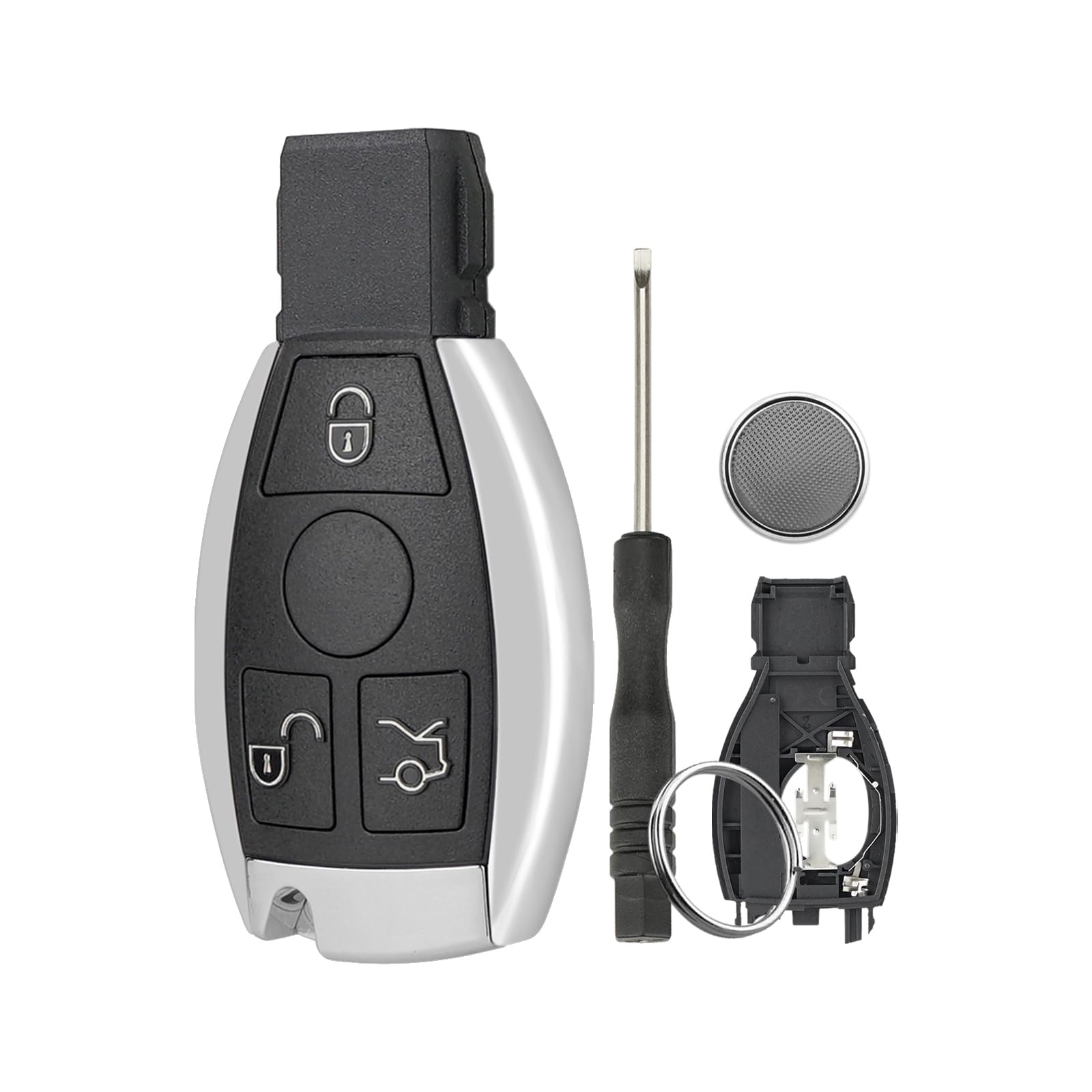3 Tasten Autoschlüssel Funkschlüssel für Mercedes Benz C E G R S SL SLK Klasse W203 W204 W205 W210 W211 M mit Schraubendreher und Schlüsselring mit CR2032 Batterie 3 Tasten Autoschlüssel Funkschlüssel für Mercedes Benz C E G R S SL SLK Klasse W203 W204 W205 W210 W211 M mit Schraubendreher und Schlüsselring mit CR2032 Batterie von GZXNKEY