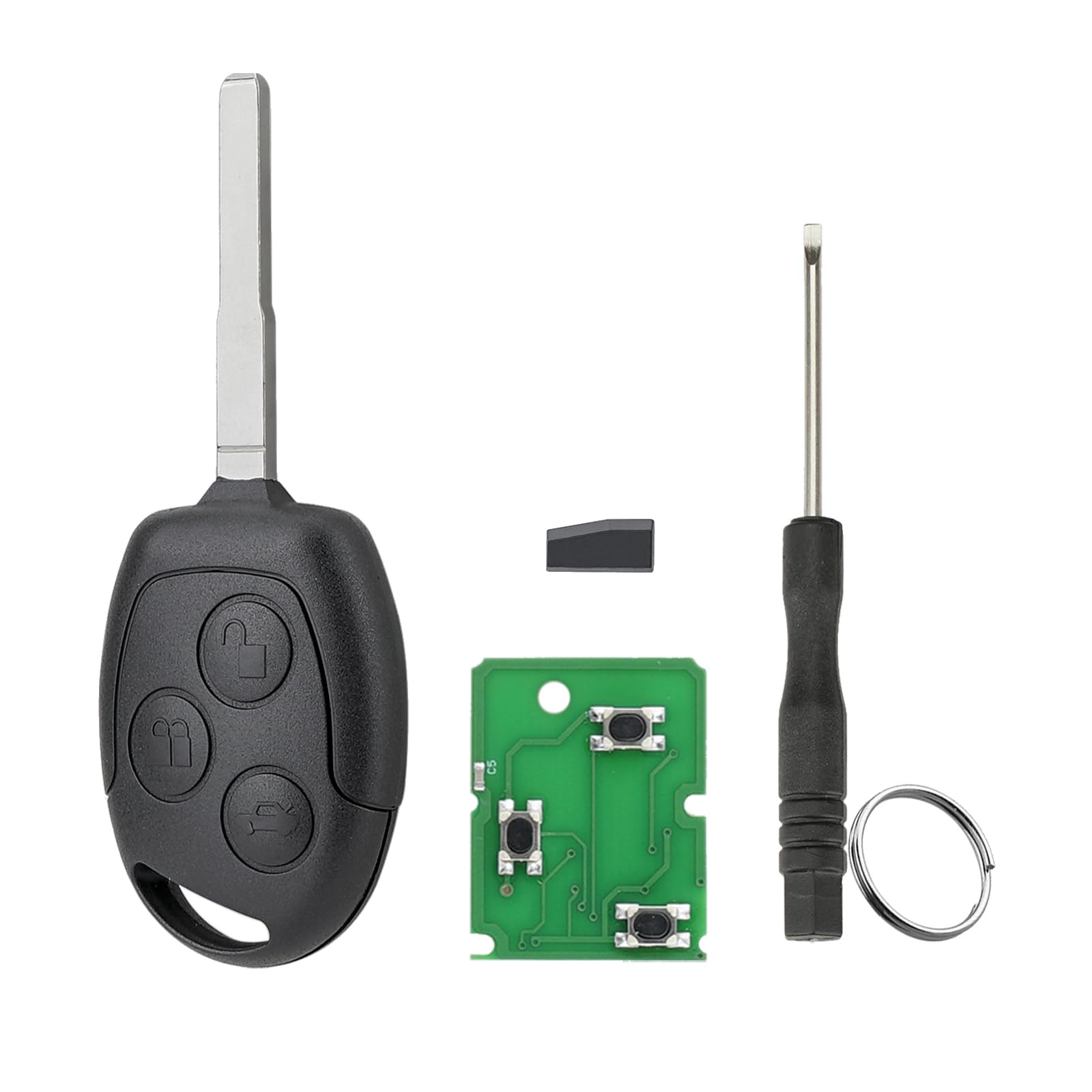 3-Tasten-Fern zugriffstaste 433MHZ ID63Chip HU101 Klingen Kompatibilität Für Mondeo Focus Fiesta C Max S Max Galaxy MK6 S-max C-max mit Klinge und Schraubendreher und Schlüsselring 3-Tasten-Fern zugriffstaste 433MHZ ID63Chip HU101 Klingen Kompatibilität Für Mondeo Focus Fiesta C Max S Max Galaxy MK6 S-max C-max mit Klinge und Schraubendreher und Schlüsselring von GZXNKEY