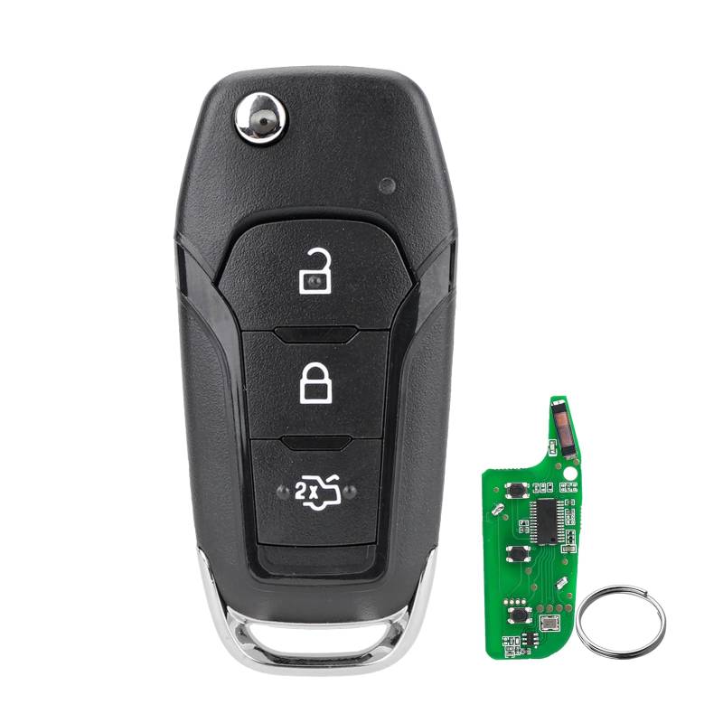 3-Tasten-Funkschlüssel für Ford Transit Tourneo Connect Courier Custom Fiesta Mondeo Focus KA+ Galaxy Mustang Puma S-Max Schlüssel Ersatz 433 MHz mit Schlüsselring von GZXNKEY