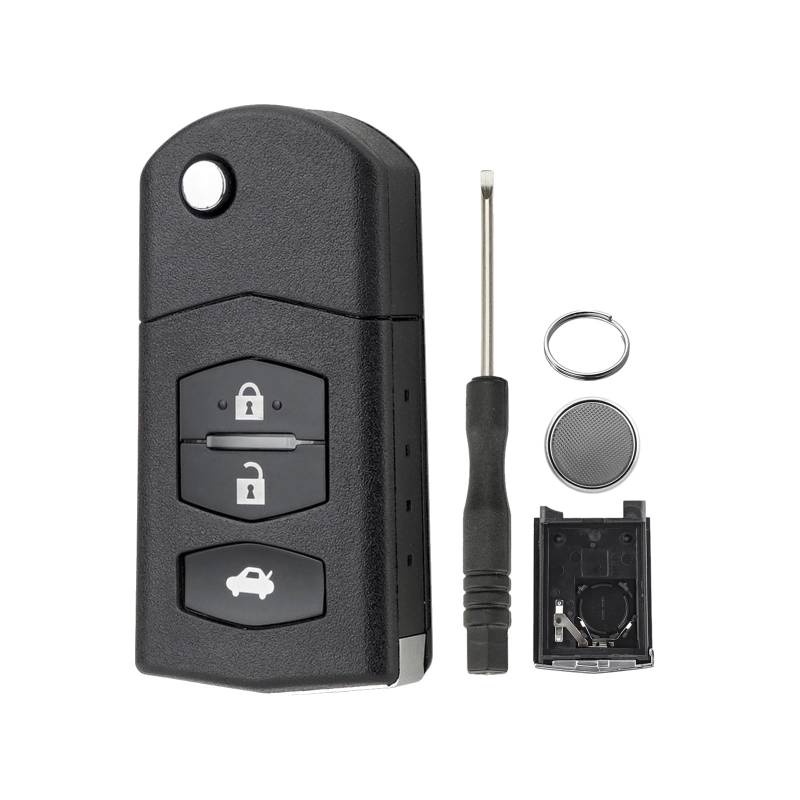 3-Tasten Klappetui Auto Schlüsselgehäuse für Mazda 3 5 6 Series M6 RX8 für Mazda MX5 mit Schraubendreher und Schlüsselring und CR1616 Batterien von GZXNKEY