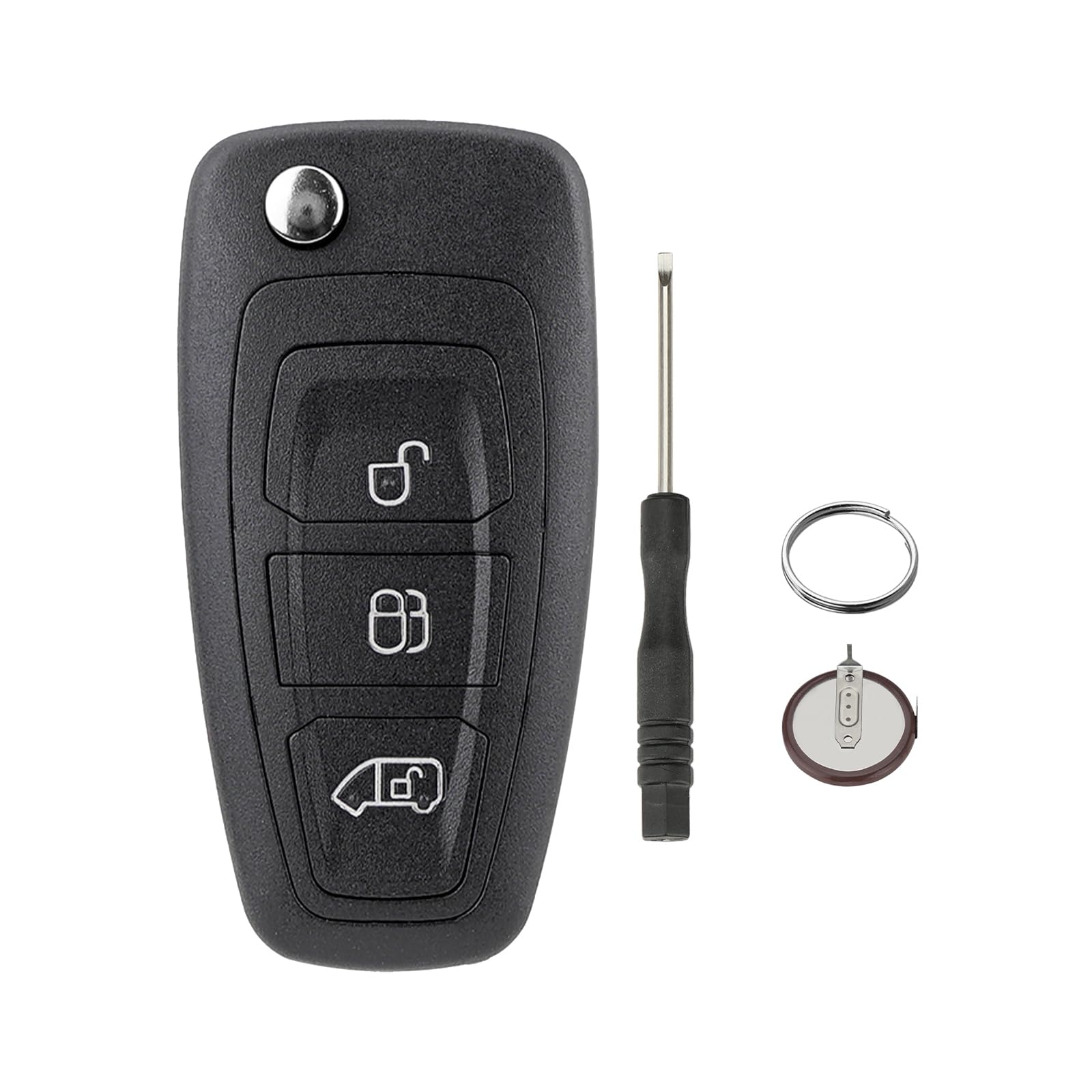 3 Tasten Remote Key Shell für Flip Ford Transit benutzerdefinierte Mit einem Schlüsselring und Einer Klinge Schraubendreher und VL2020 90Grad-Fuß-Akku 3 Tasten Remote Key Shell für Flip Ford Transit benutzerdefinierte Mit einem Schlüsselring und Einer Klinge Schraubendreher und VL2020 90Grad-Fuß-Akku von GZXNKEY