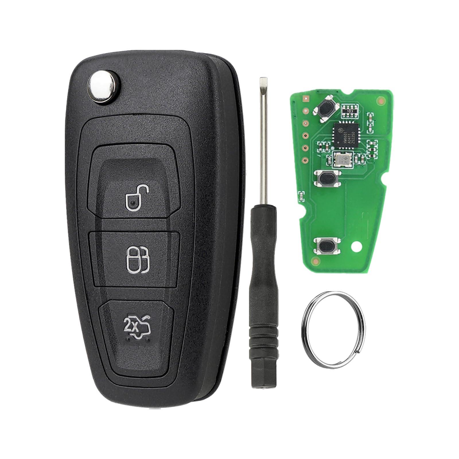 3 Tasten Auto Schlüsselgehäuse für Ford Fiesta Focus KA Transit KUGA 3 Tasten FORD-11 mit Schraubendreher und Schlüsselring HU101 Klinge (Funkschlüssel) 3 Tasten Auto Schlüsselgehäuse für Ford Fiesta Focus KA Transit KUGA 3 Tasten FORD-11 mit Schraubendreher und Schlüsselring HU101 Klinge (Funkschlüssel) von GZXNKEY