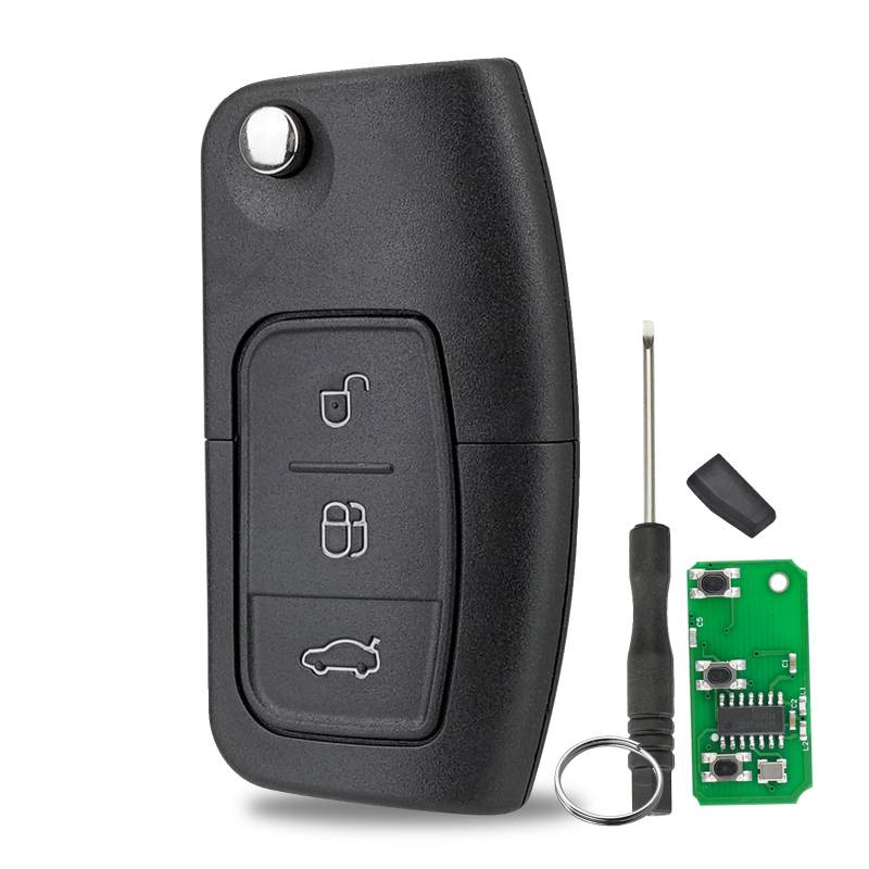 433 MHz 4D63 Chip Auto-Fernbedienung Schlüsselanhänger für Ford Focus Fiesta C-Max S-Max Galaxy Mondeo Schlüsselgehäuse 3 Tasten mit HU101 Klinge Schraubendreherring von GZXNKEY