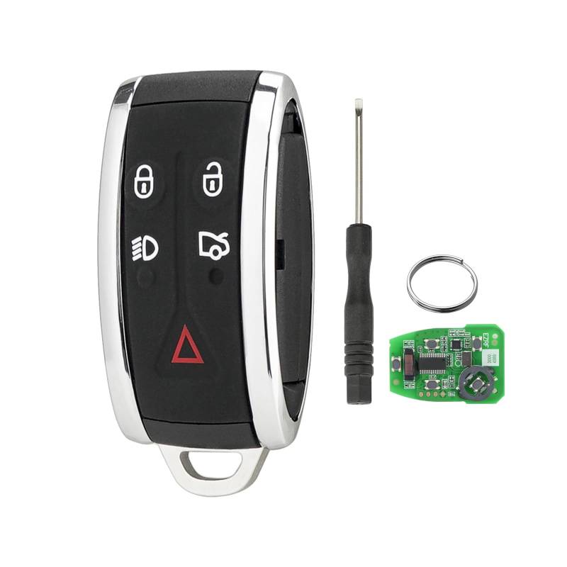 GZXNKEY 433 MHz 5-Tasten Autoschlüssel Fernbedienung für Jaguar XF, XJ, XK, XKR, XFR, XJ8, XK8, X-Type, S-Type 2007-2012 mit Schraubendreher und Schlüsselanhänger von GZXNKEY