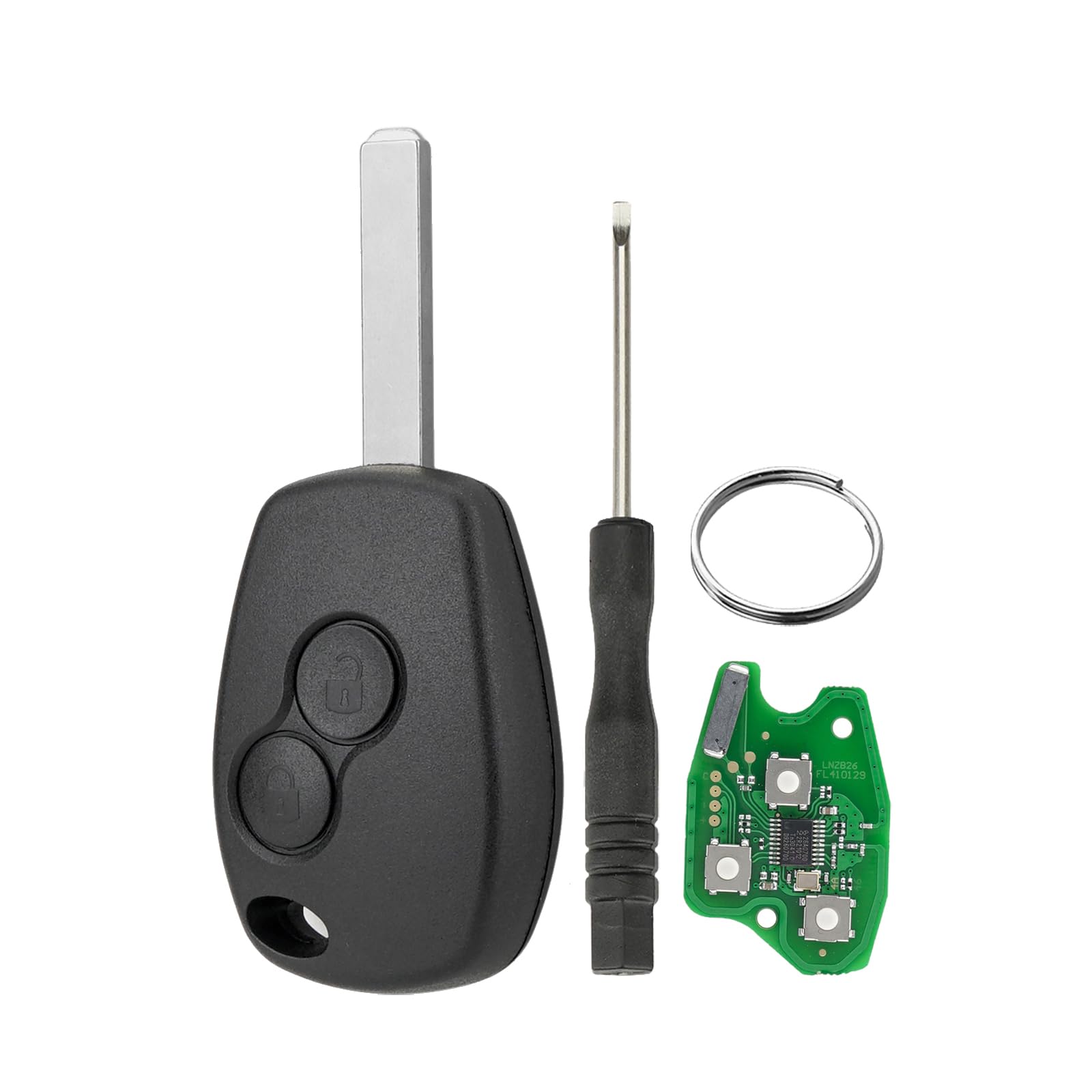 433MHZ 2 Knopf Autoschlüssel für Renault Clio Kangoo gerader Schlüssel PCF7946 VA2 Klinge mit Schraubendreher und Schlüsselring 433MHZ 2 Knopf Autoschlüssel für Renault Clio Kangoo gerader Schlüssel PCF7946 VA2 Klinge mit Schraubendreher und Schlüsselring von GZXNKEY