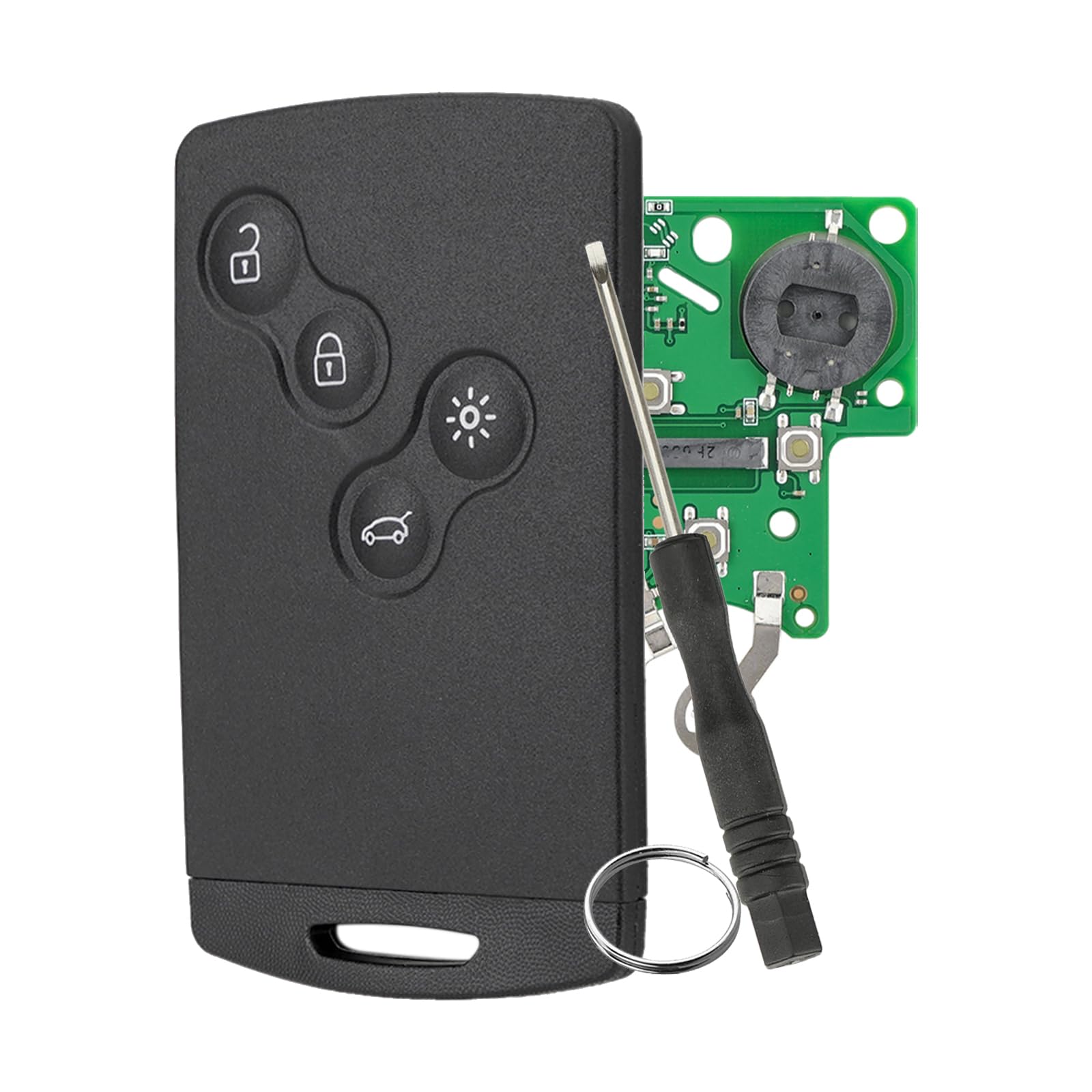 433MHZ Auto 4 Button Remote Schlüssel für Renault Megane Fluence Laguna Clio Captur Koleos Fernbedienung Schlüssel ID4A Chip mit Schraubendreher und Schlüsselring von GZXNKEY
