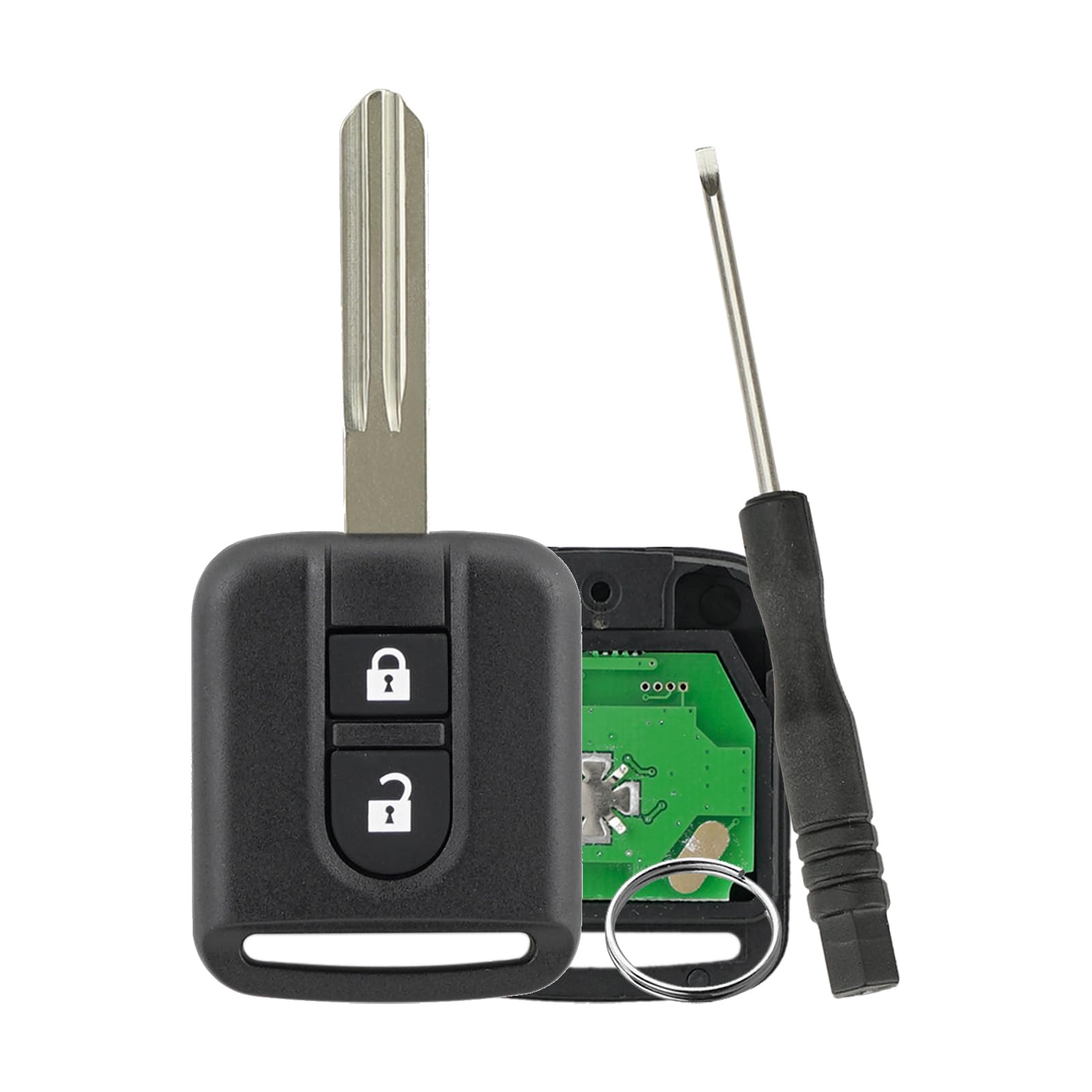 433MHZ Auto-Fernbedienungsschlüssel für Nissan Qashqai Navara Note Patrol 2-Tasten-Schlüssel mit Schraubendreher und Schlüsselring ID46 Chip 5WK4 876 von GZXNKEY