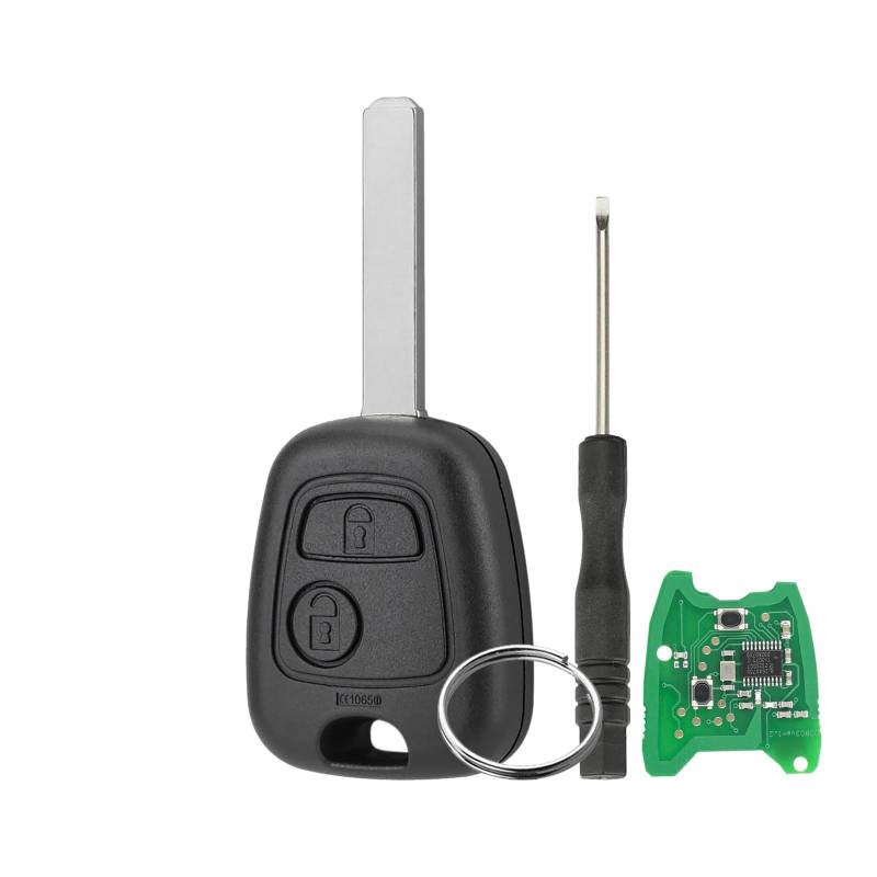 433Mhz 2 Tasten Auto-Fernbedienung für Peugeot Citroen Straight Remote Key 307 (VA2) Blade Remote mit Electronic 46 Chip mit Schraubendreher und Schlüsselring von GZXNKEY