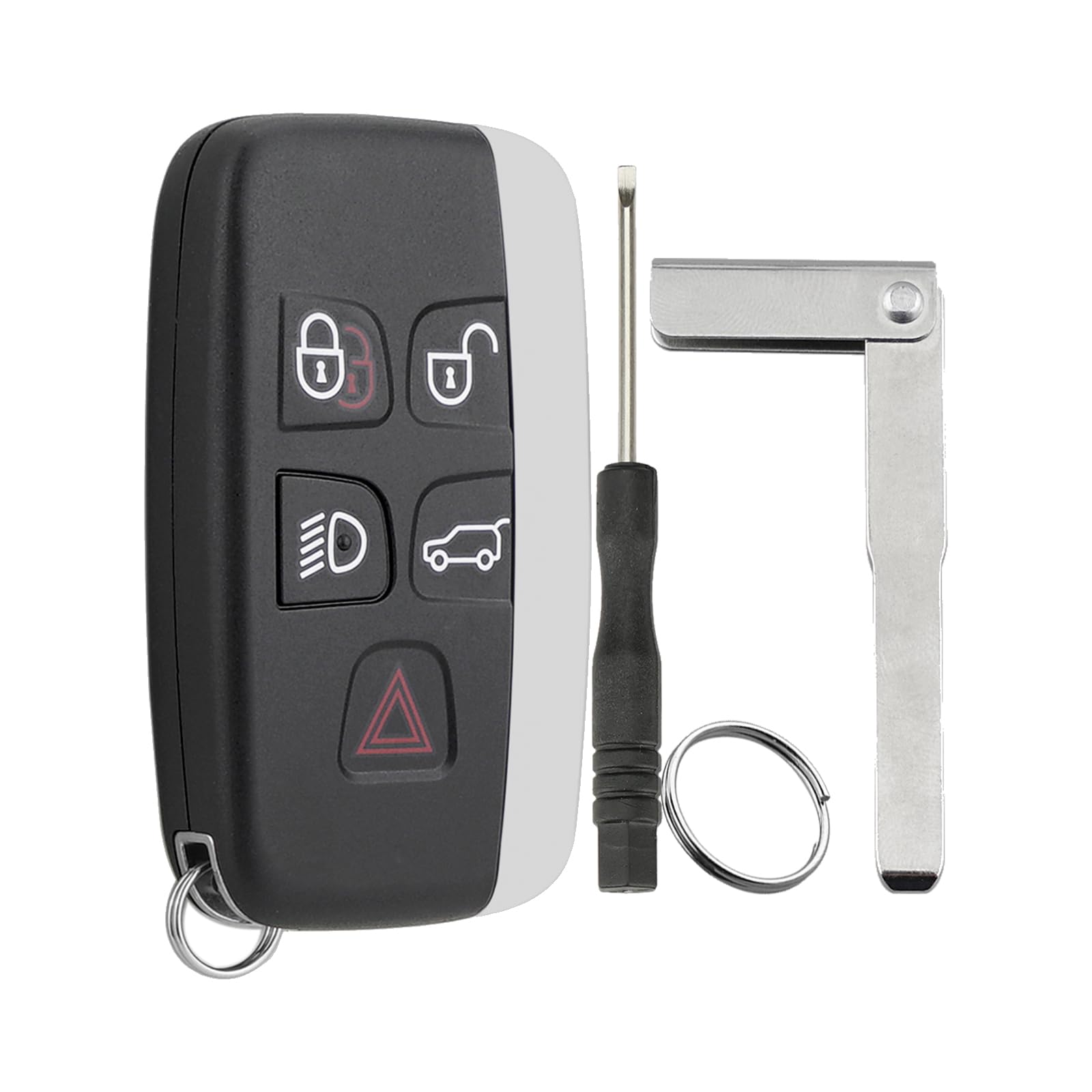 5-Tasten Auto Schlüssel Gehäuse Für Range Rover Evoque Sport Land Rover Discovery Schlüssel Smart Key Case mit Uncut Schlüssel mit Schraubendreher Schlüsselring 5-Tasten Auto Schlüssel Gehäuse Für Range Rover Evoque Sport Land Rover Discovery Schlüssel Smart Key Case mit Uncut Schlüssel mit Schraubendreher Schlüsselring von GZXNKEY