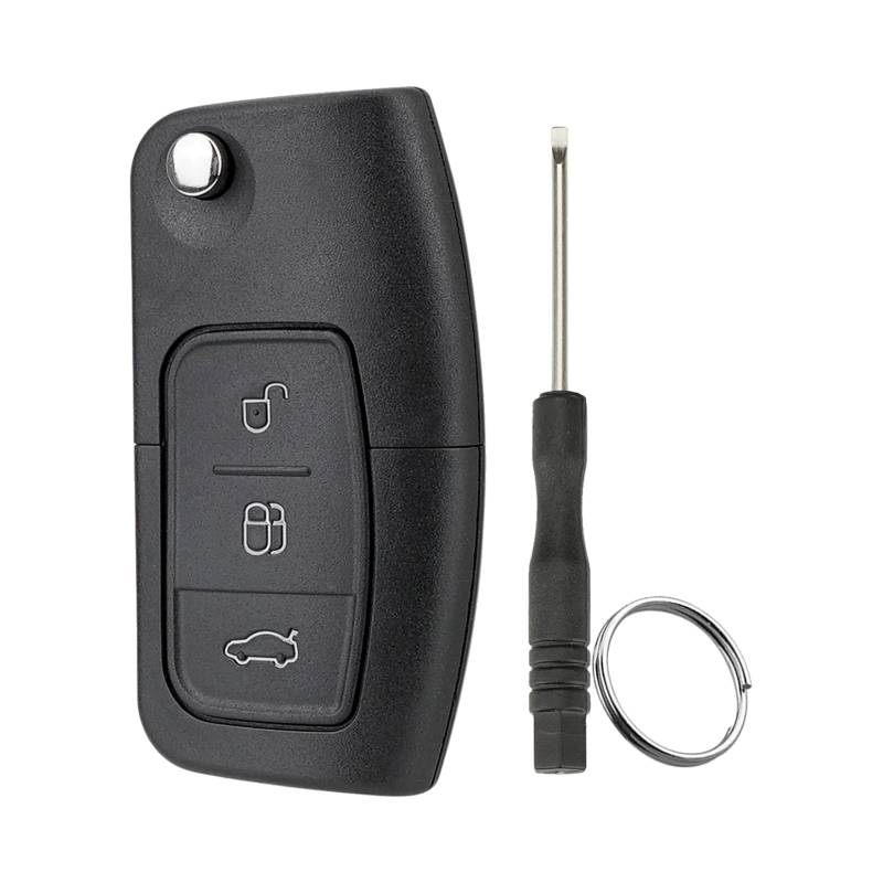Auto Schlüssel Gehäuse Schlüssel Gehäuse für Ford 3Tasten Autoschlüssel Funkschlüssel Focus Mondeo Fiesta S-Max C mit Klinge und Schraubendreher und Schlüsselring (Gehäuse Ohne Batterie) von GZXNKEY