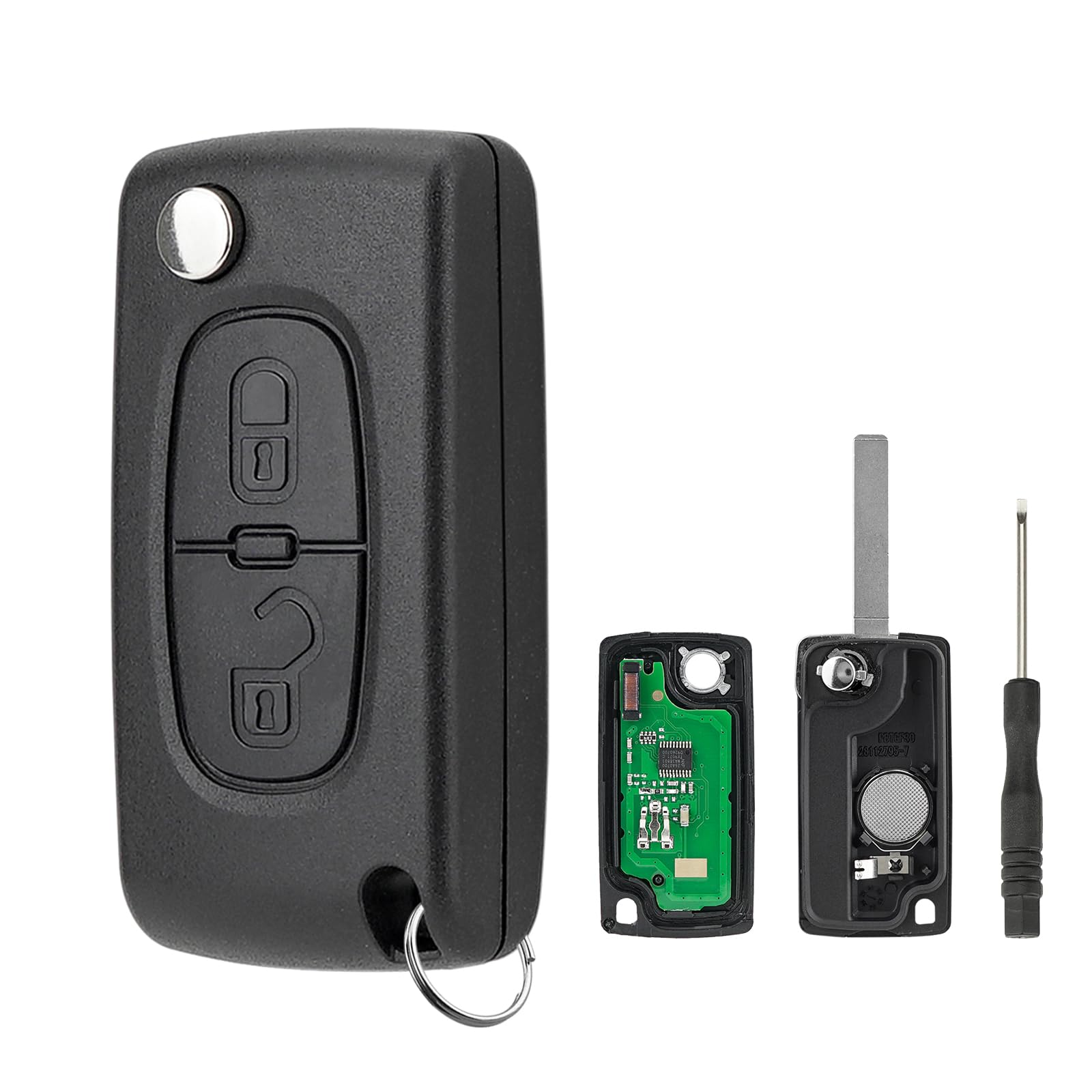 FSK 2-Tasten-Auto-Fernbedienung, Ersatz für Citreon Berlingo Peugeot Partner 2009 2010 2011 2012 2013 2014 2015 Schlüssel-Fernbedienung 433 MHz CE0536 mit Schlüsselanhänger-Schraubendreher FSK 2-Tasten-Auto-Fernbedienung, Ersatz für Citreon Berlingo Peugeot Partner 2009 2010 2011 2012 2013 2014 2015 Schlüssel-Fernbedienung 433 MHz CE0536 mit Schlüsselanhänger-Schraubendreher von GZXNKEY