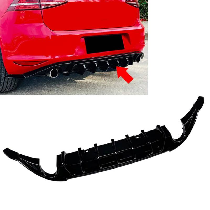 GZYF 1 Stück Heckstoßstangenschutz Spoilerlippe Seitenzubehör ABS Schwarz Glänzend Für Golf 7 Standard GTD 2014-2017 von GZYF