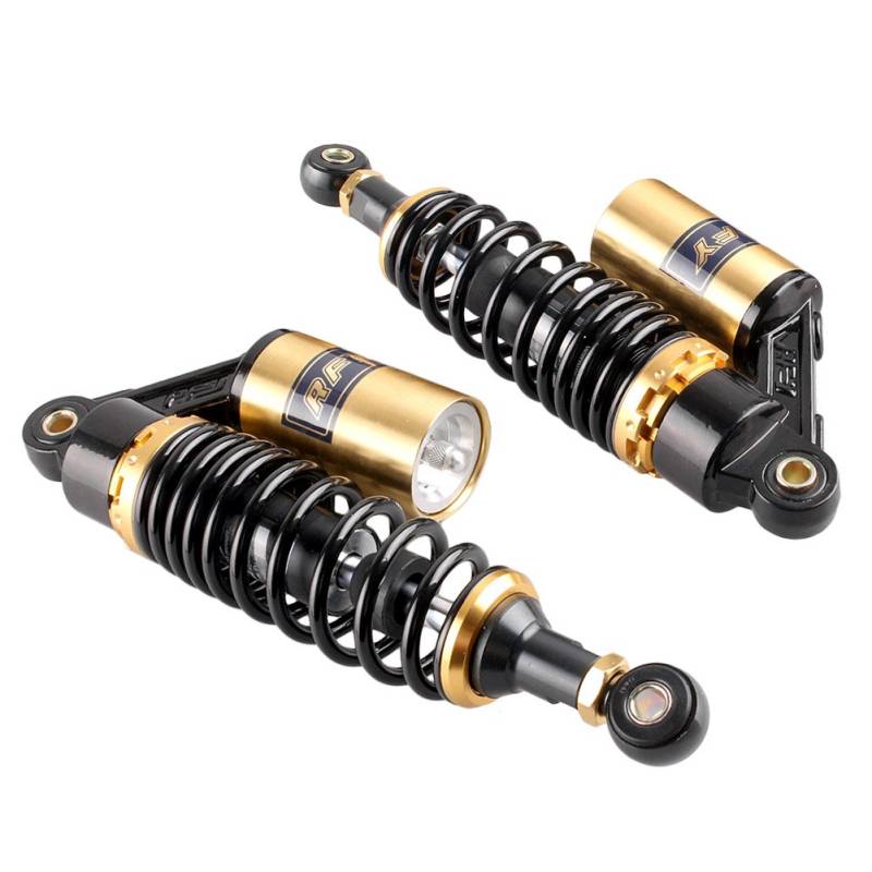 GZYF 280mm Universal Stoßdämpfer Einstellbare Luft Stoßdämpfer für ATV Go Kart Quad Dirt Sport Bikes, Schwarz & Gold von GZYF