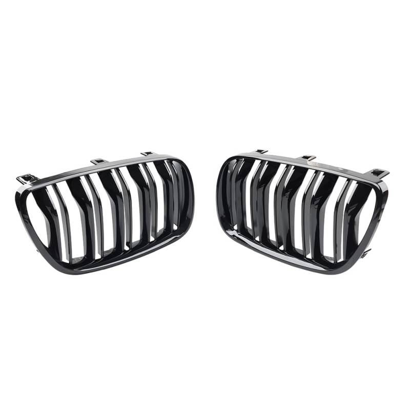 GZYF 3420088 Kühlergrillgitter Schutzabdeckung Frontstoßstangengitter 2Stk Für X3 E83 Facelift 2006.09-2010.11 ABS Glänzend Schwarz + Silbe von GZYF