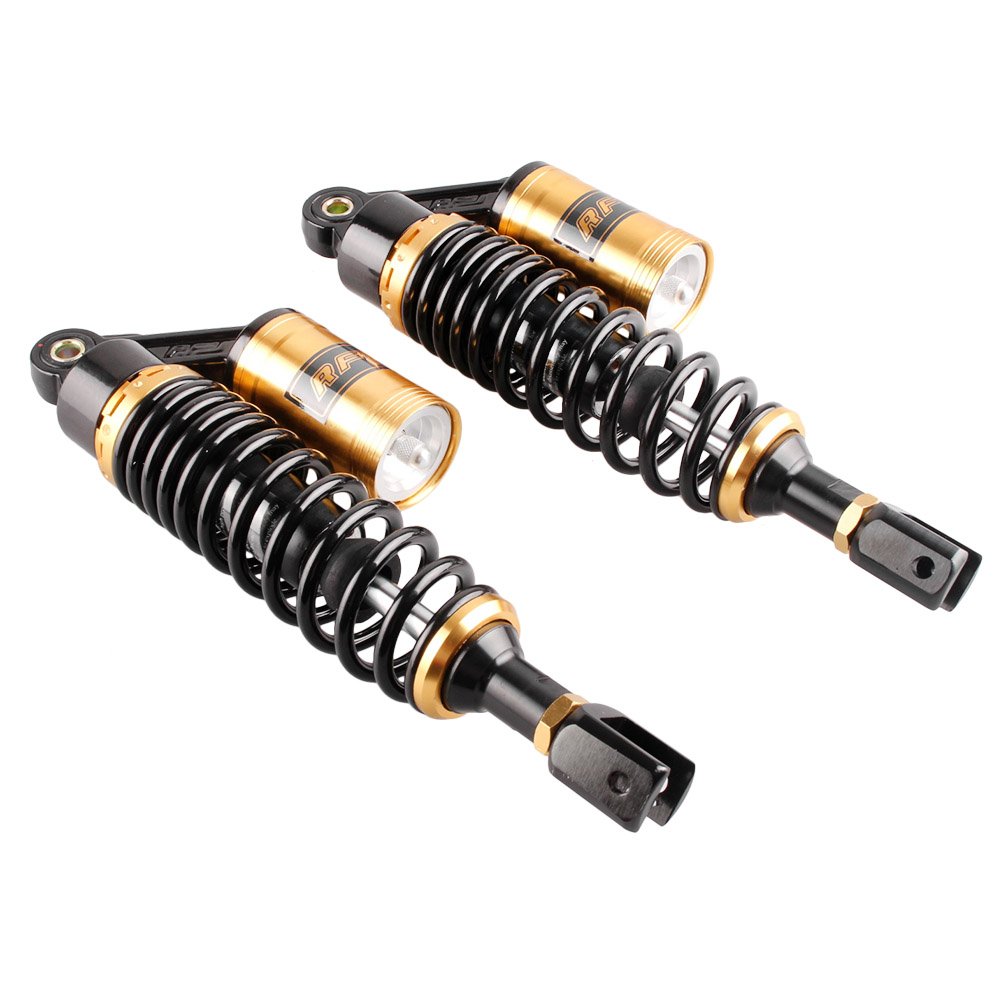 GZYF 350mm Gabelkopfstoßdämpfer Universal Motorrad Stoßdämpfer Luftstoßdämpfer für Schwarz & Gold von GZYF