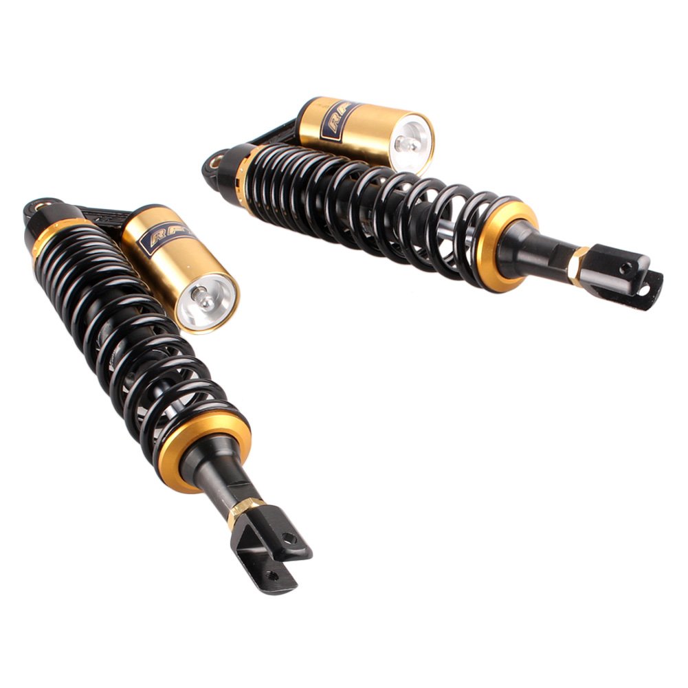GZYF 390mm Gabelkopf Stoßdämpfer Verstellbarer Stoßdämpfer Hinten Universal Luftstoßdämpfer für ATC GO Kart Quad Schwarz & Gold von GZYF