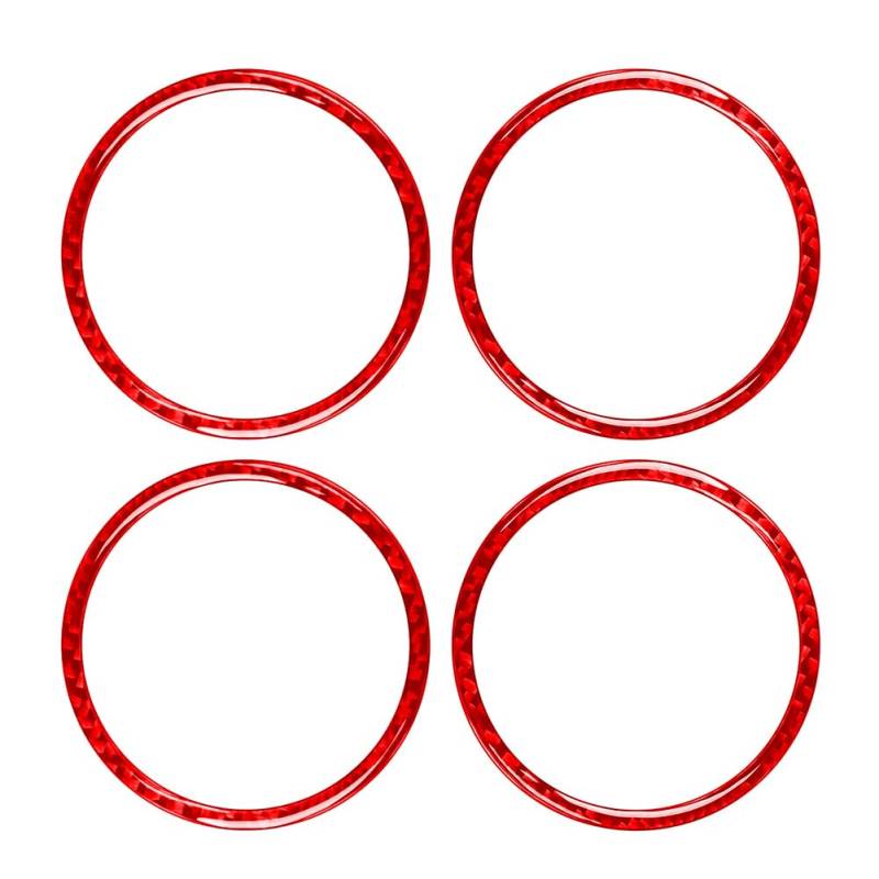 GZYF 4-teiliges Armaturenbrett-Entlüftungsauslass-Abdeckungs-Innenausstattungs-Set aus Kohlefaser + Epoxidbeschichtung (weich) Rot Für Wrangler JL JLU 2018-2023 von GZYF
