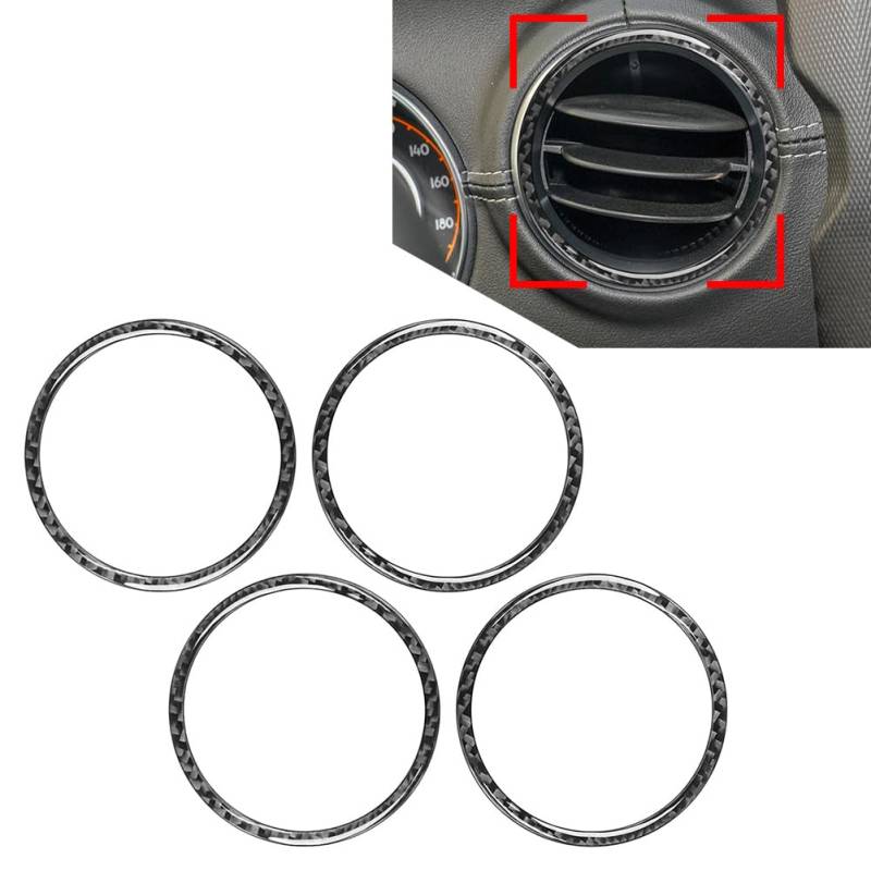 GZYF 4-teiliges Armaturenbrett-Entlüftungsauslass-Abdeckungs-Innenausstattungs-Set aus Kohlefaser + Epoxidbeschichtung (weich) Schwarz Für Wrangler JL JLU 2018-2023 von GZYF